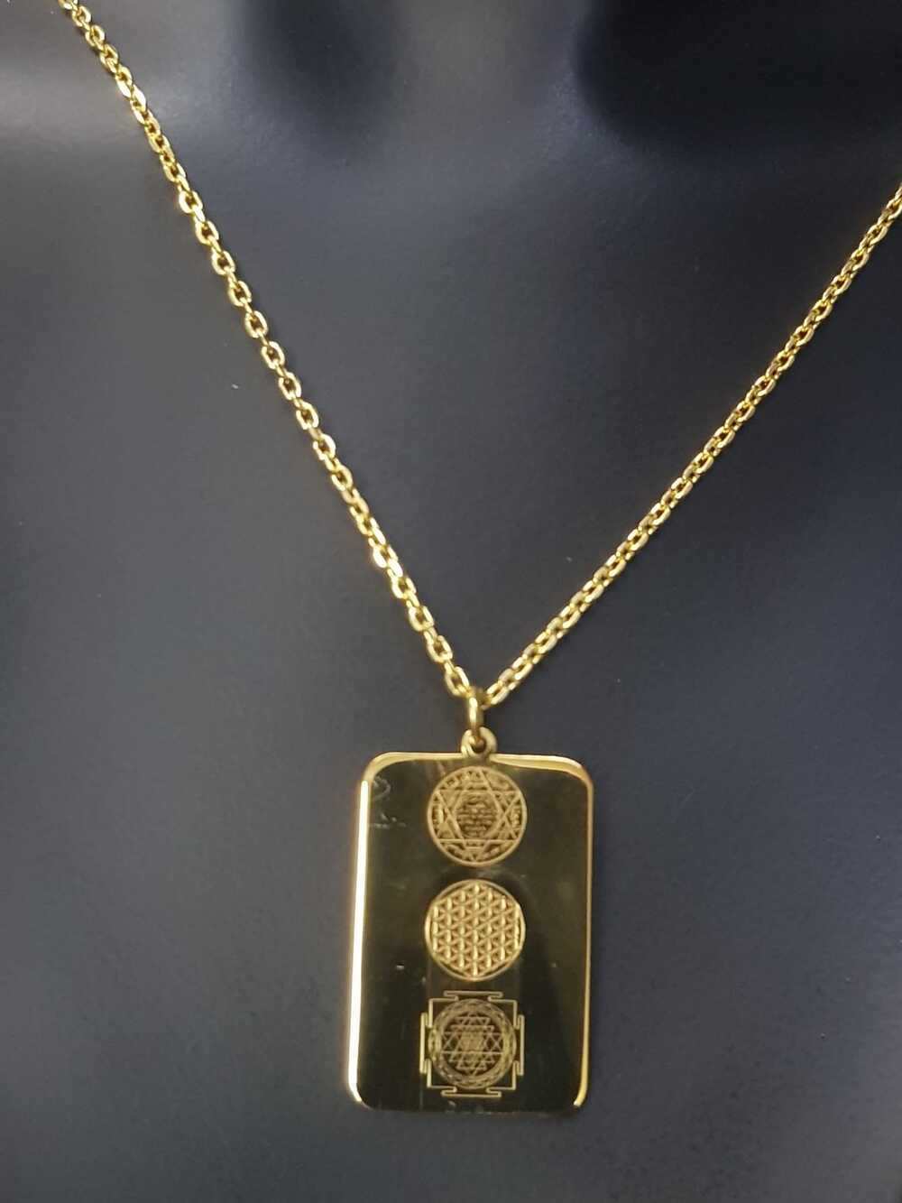 Vog Kubera Yantra V Sri Yantra Koruyucu Güçleri Birleştiren Sayılar Sarı Renk925 Ayar Gümüş Kolye