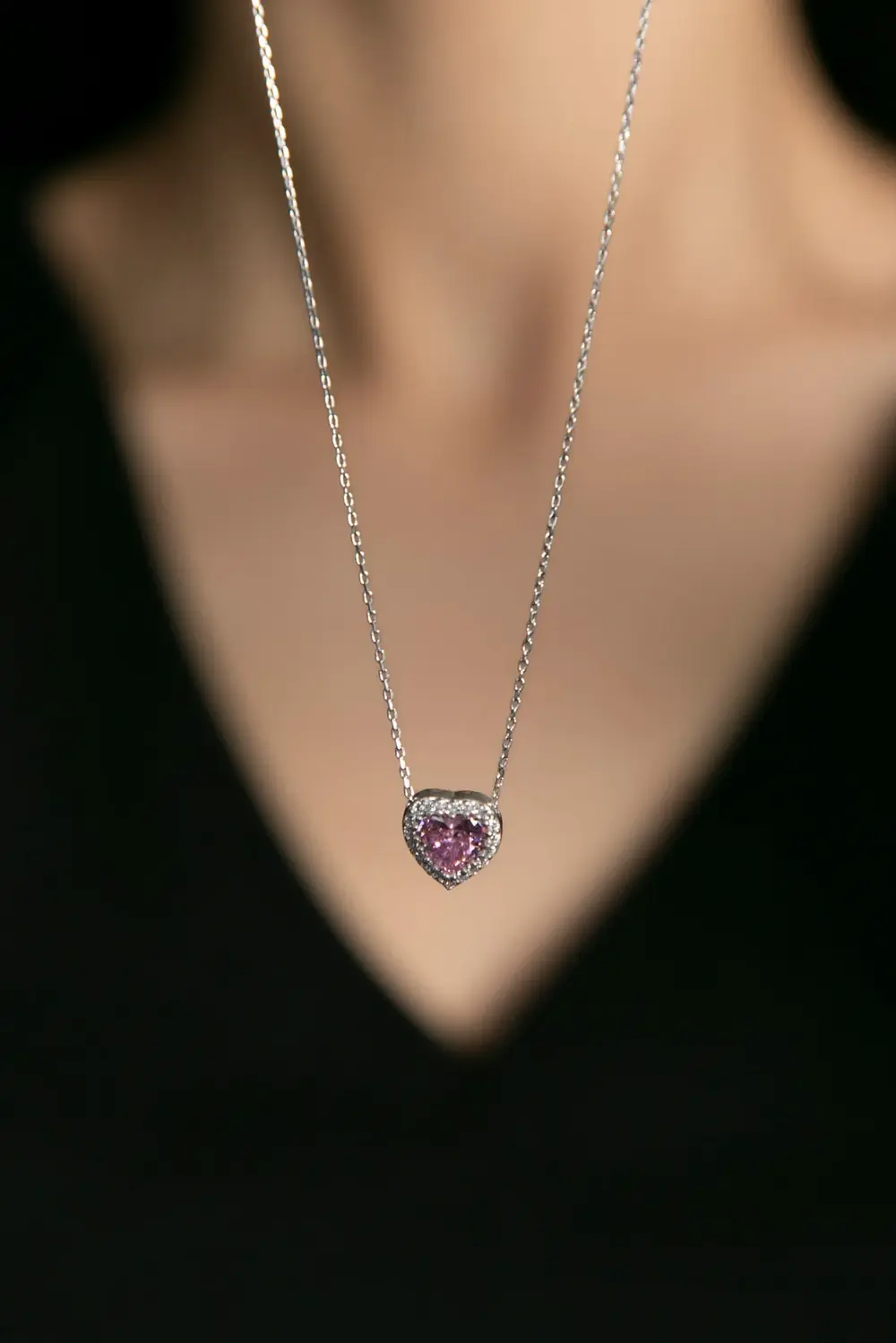 Swarovski Pembe Kalp Taşlı Pandora’s Model Gümüş • Sevgiliye • Eşe • Anneye Hediye Kolye
