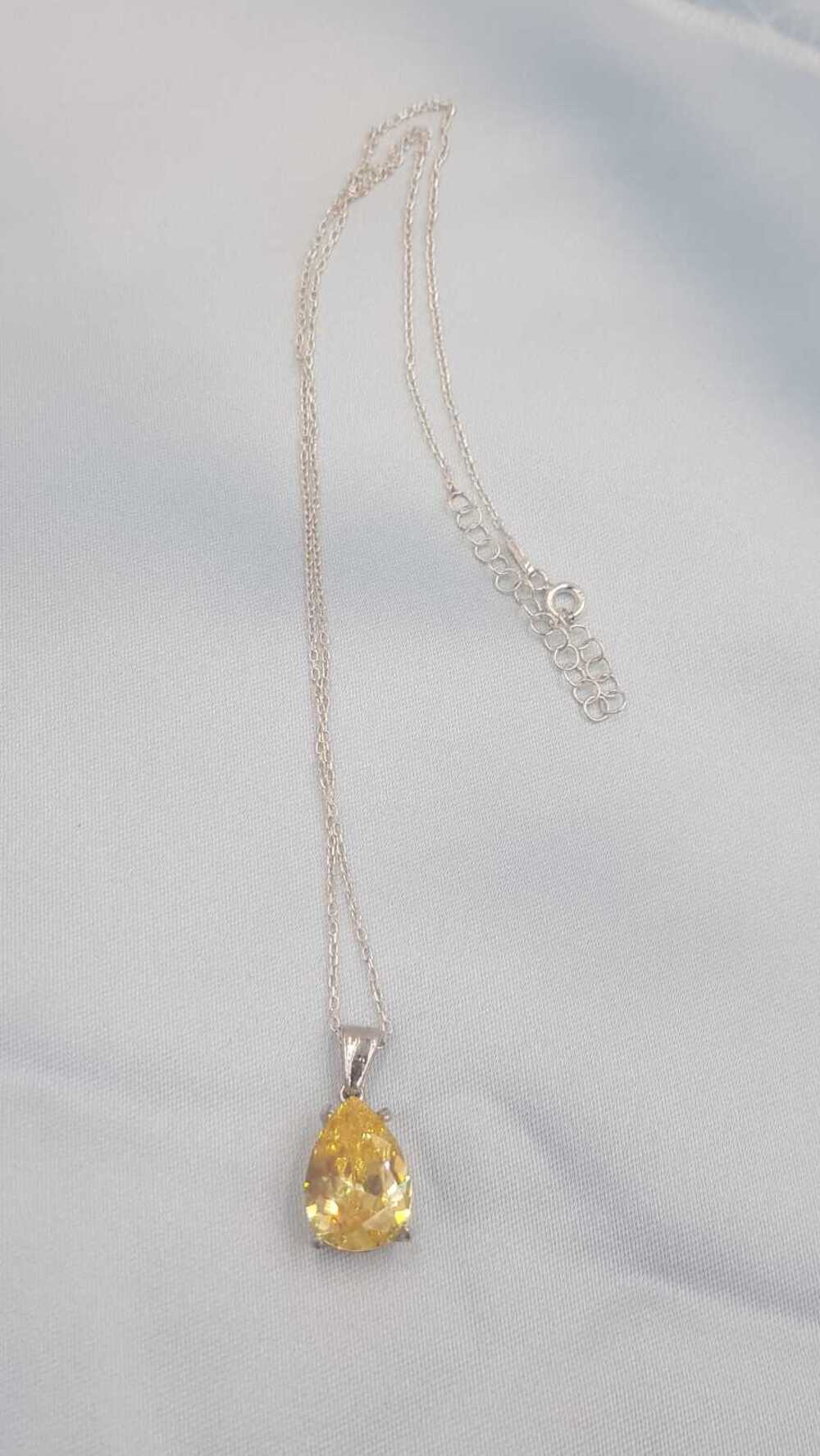 Vog Swarovski Kesim Sarı Sitrin Damla 925 Ayar Gümüş Sevgiliye,Anneye,Eşe,Arkadaşa Kolye