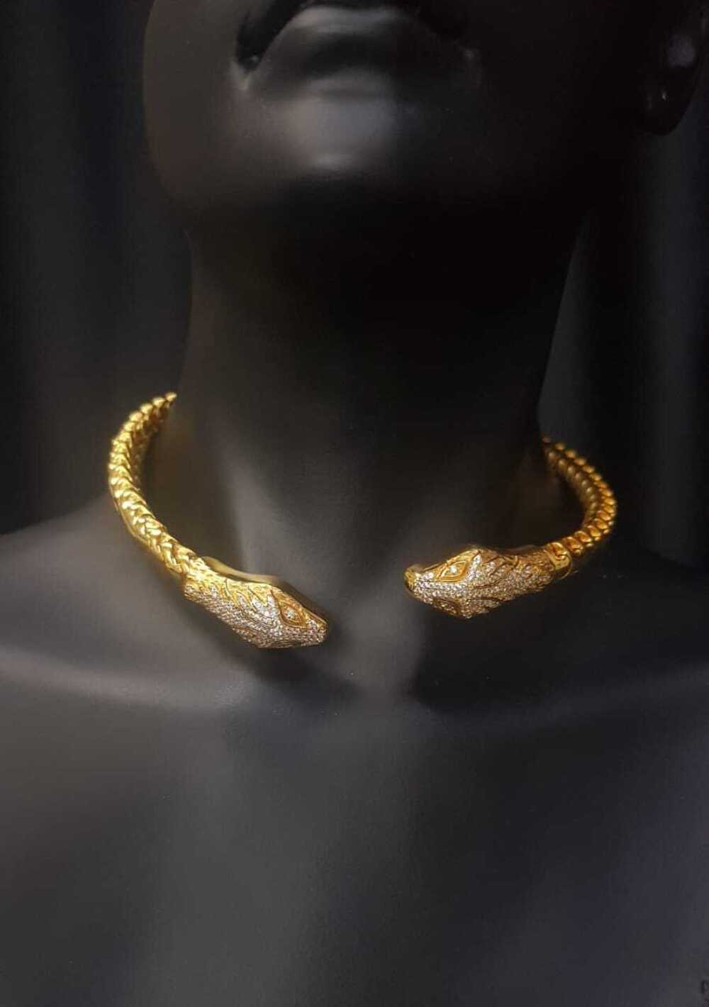  Vog İtalyan Cartier Tasarım Taşlı Yılan (Snake)925 Gümüş Sevgiliye,Anneye,Eşe Choker,Gerdanlık