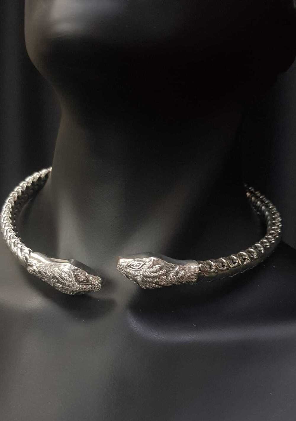 Vog İtalyan Cartier Tasarım Taşlı Yılan (Snake)925 Gümüş Sevgiliye,Anneye,Eşe Choker,Gerdanlık