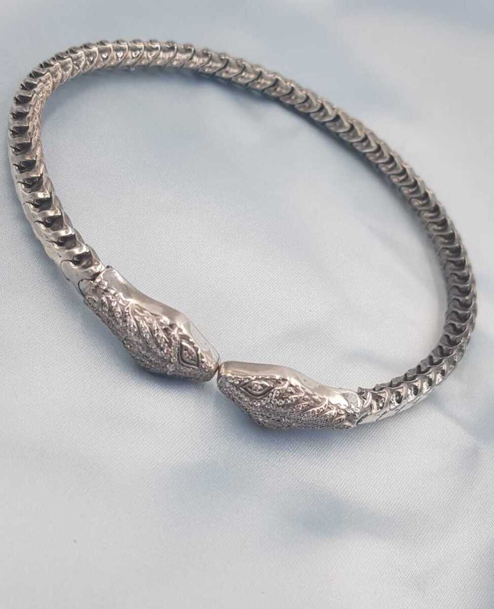 Vog İtalyan Cartier Tasarım Taşlı Yılan (Snake)925 Gümüş Sevgiliye,Anneye,Eşe Choker,Gerdanlık