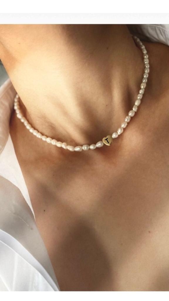 Gerçek 3 Mm Kum Arpa Inci Kalpli 925 Ayar Gümüş Sevgiliye,Anneye,Arkadaşa Kolye,Choker