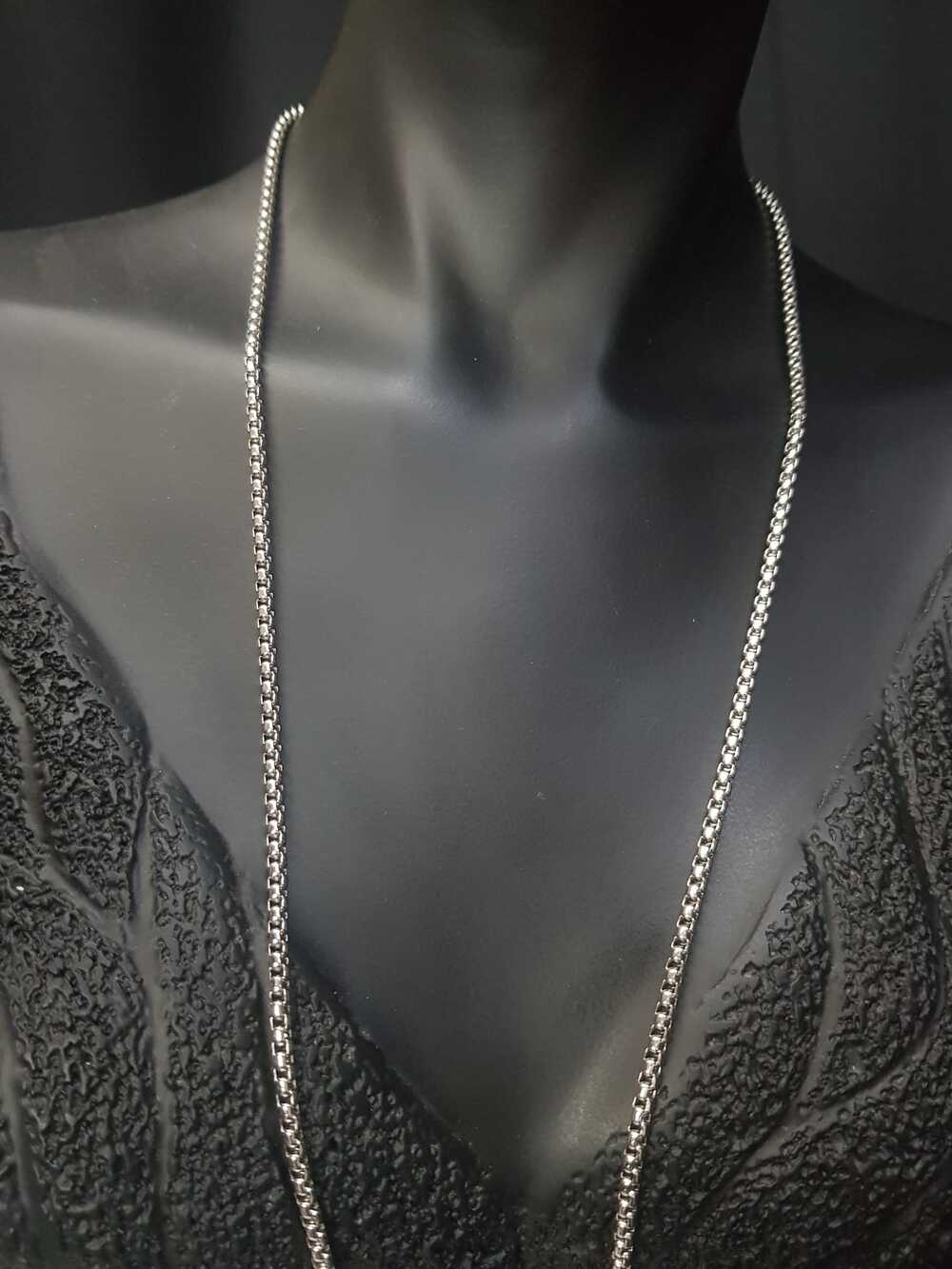 Vog Unisex Yuvarlak Sık İç İçe Halka Model Çelik Erkek  3mm-80 Cm Uzunluk Orta Kalınlıkta Kolye 