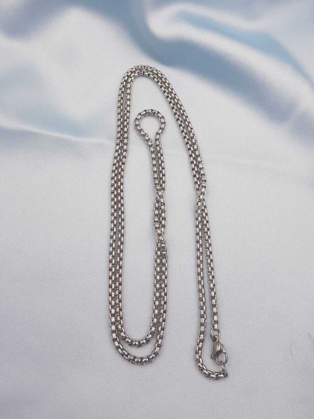 Vog Unisex Yuvarlak Sık İç İçe Halka Model Çelik Erkek  3mm-80 Cm Uzunluk Orta Kalınlıkta Kolye 