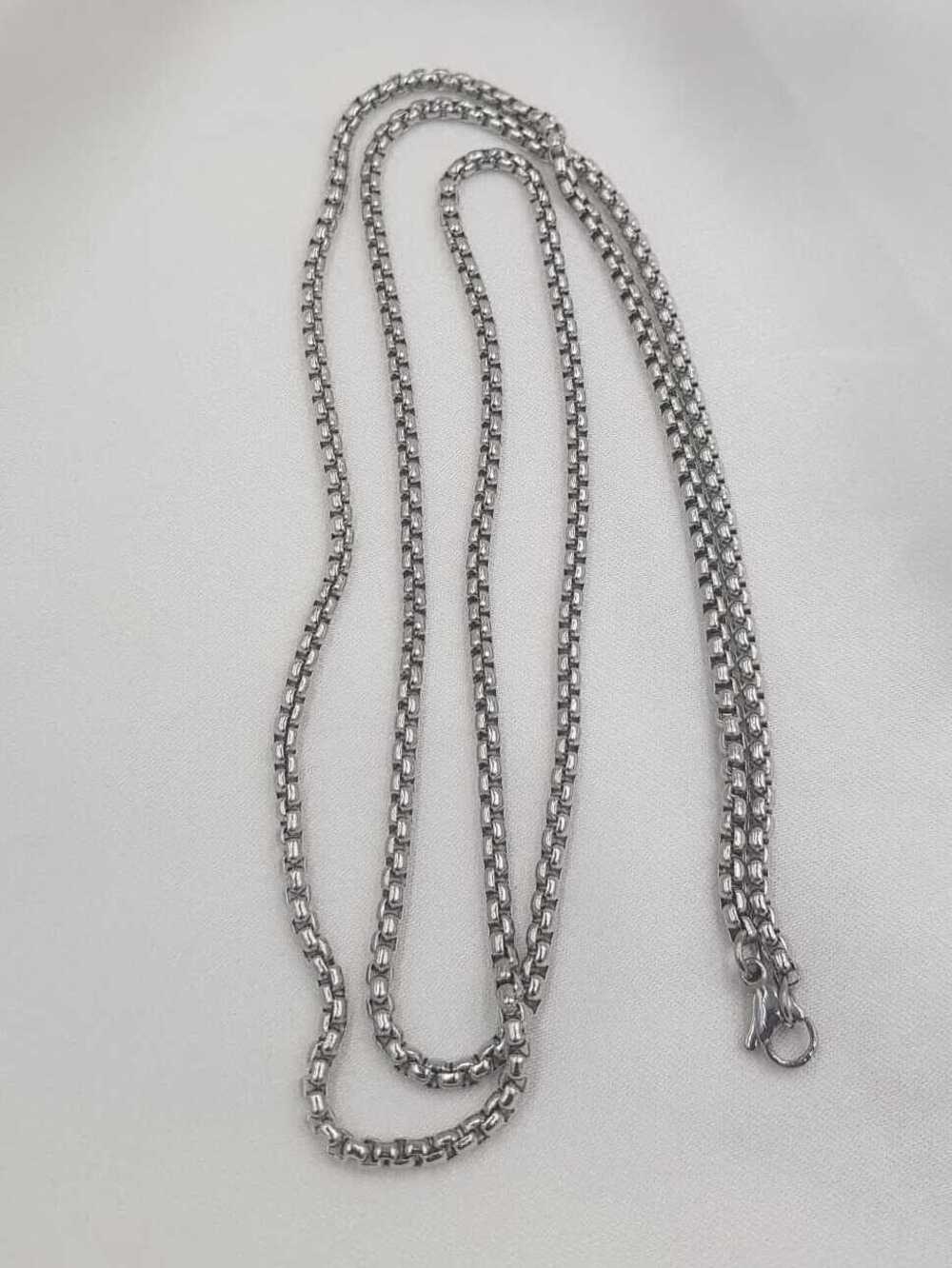 Vog Unisex Yuvarlak Sık İç İçe Halka Model Çelik Erkek  3mm-80 Cm Uzunluk Orta Kalınlıkta Kolye 