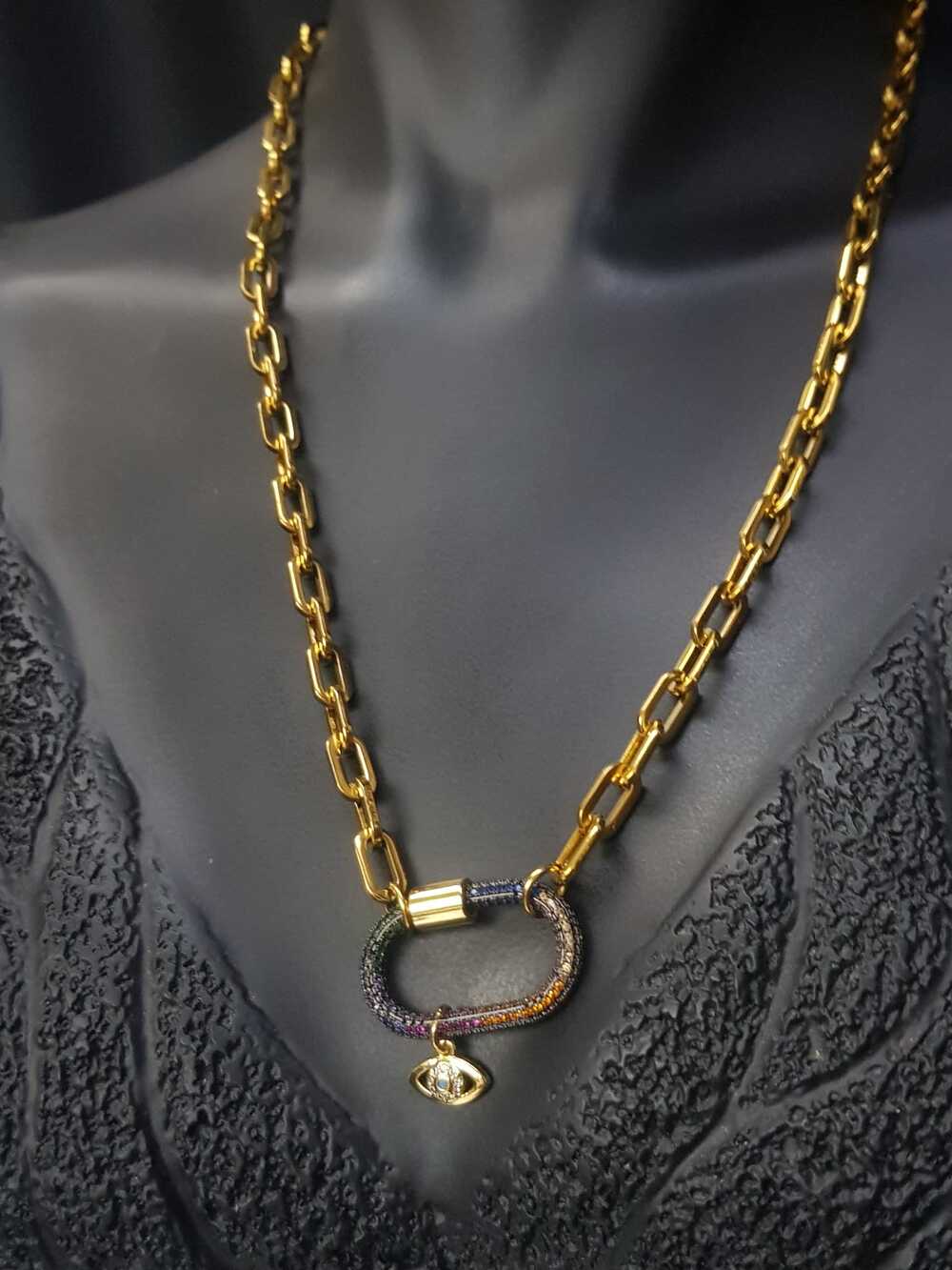 Vog Vip Çelik Xuping Tasarım Mix Taşlı Oval Model Sevgiliye,Anneye,Arkadaşa Hediye Kolye