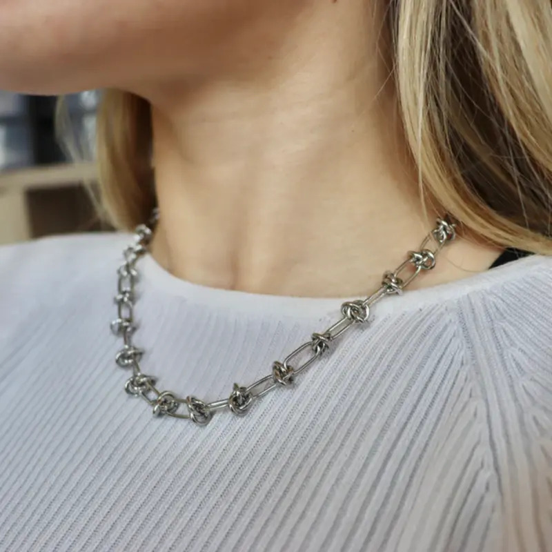 Vog Vip Çelik Xuping Punk Rock Dikenli Düğüm Unisex Hip Hop Kısa Yaka Boyun Zinciri Choker