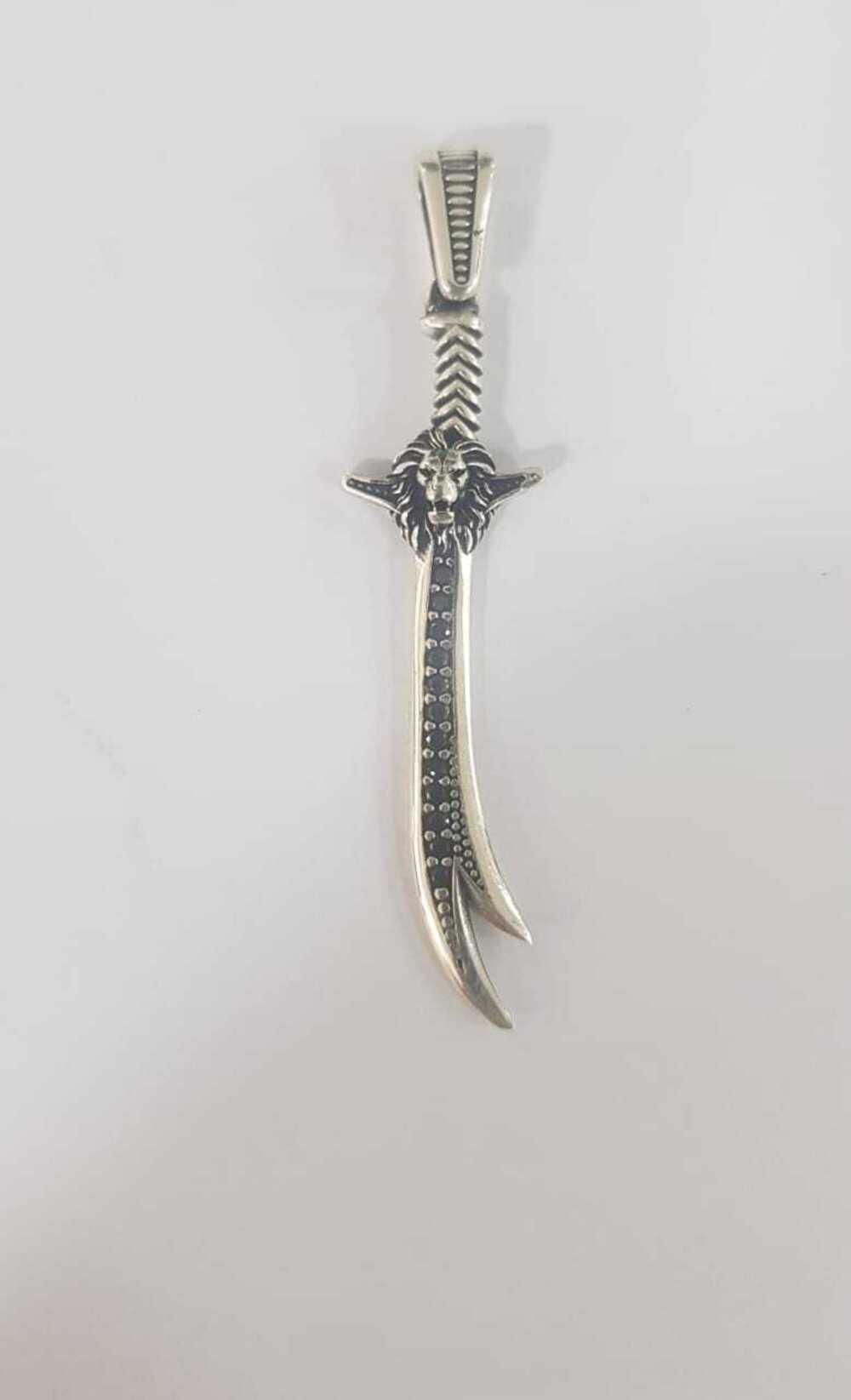 Vog Unisex Siyah Onix Taşlı Hz.Ali Allahın Aslanı Ve Zülfikar Kılıcı 925 Ayar Gümüş Uç