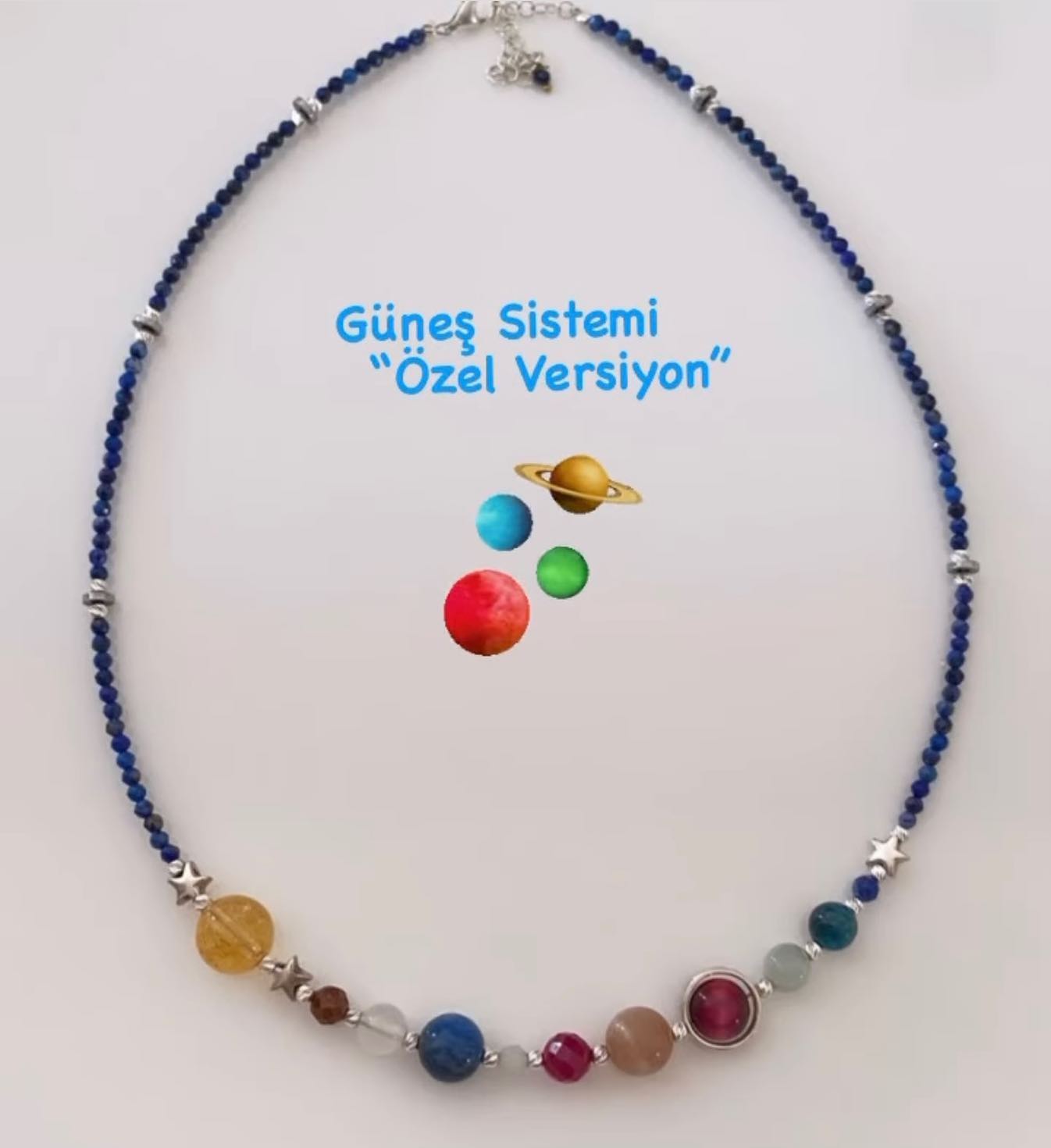 Vog Doğal Taş Güneş Sistemi Özel Versiyon 925 Ayar Gümüş Sevgiliye,Anneye,Arkadaşa Kolye