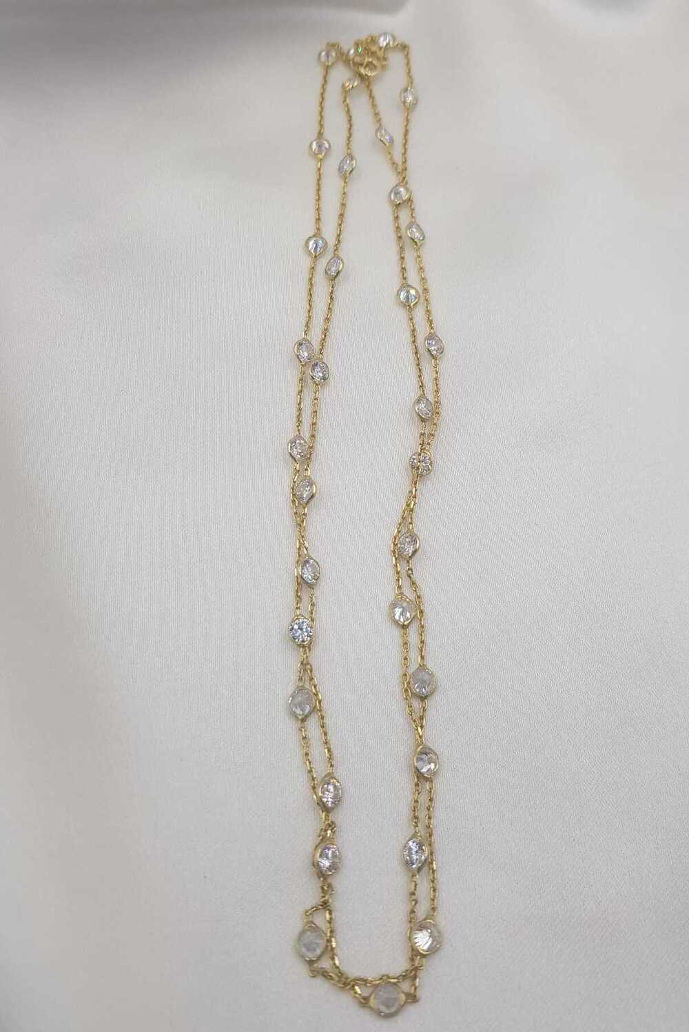 Vog Zirconia Taşlı Uzun Boy 80 Cm Yeşil Renk 925 Ayar Gümüş Kolye 