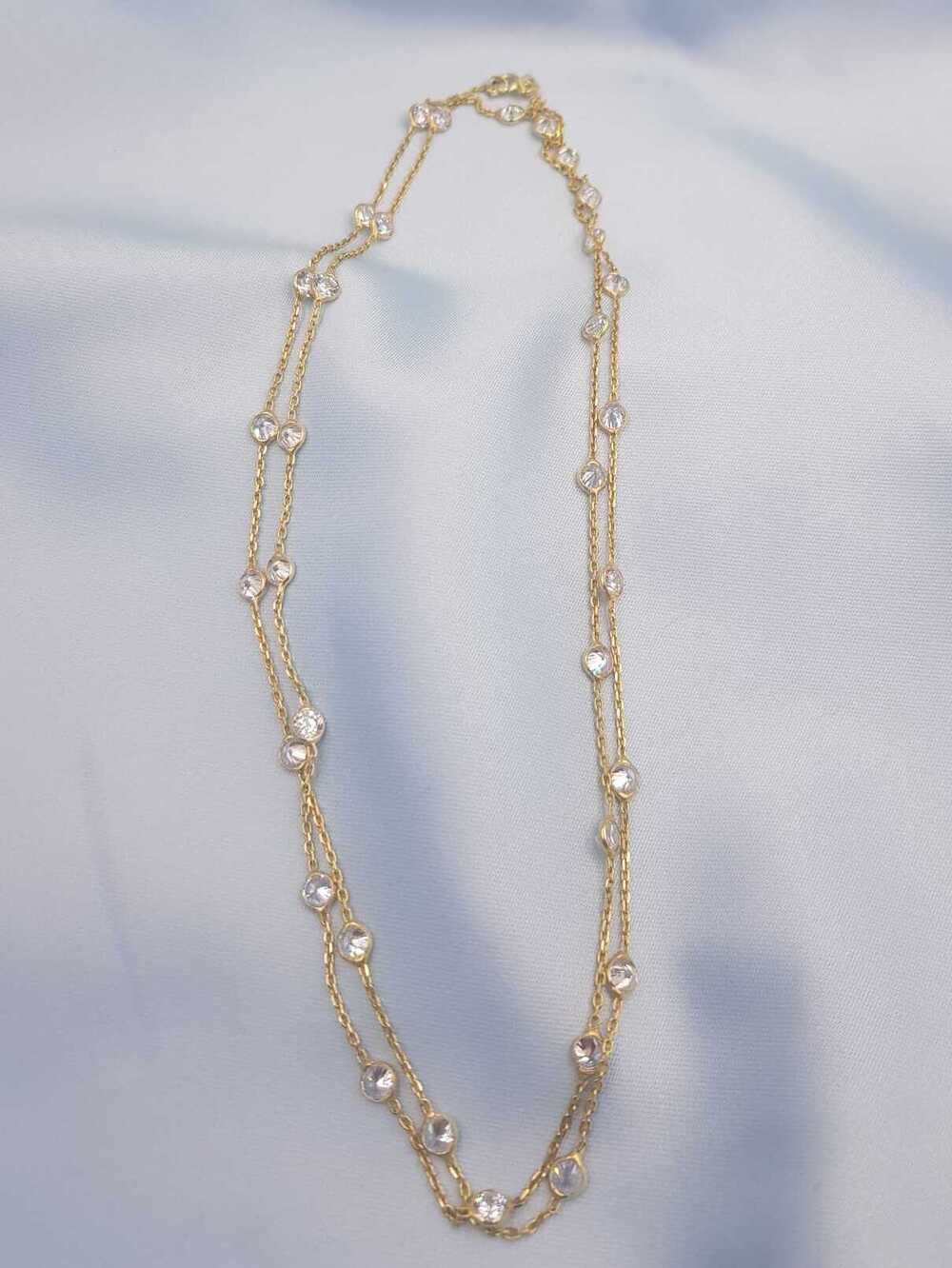 Vog Zirconia Taşlı Uzun Boy 80 Cm Yeşil Renk 925 Ayar Gümüş Kolye 