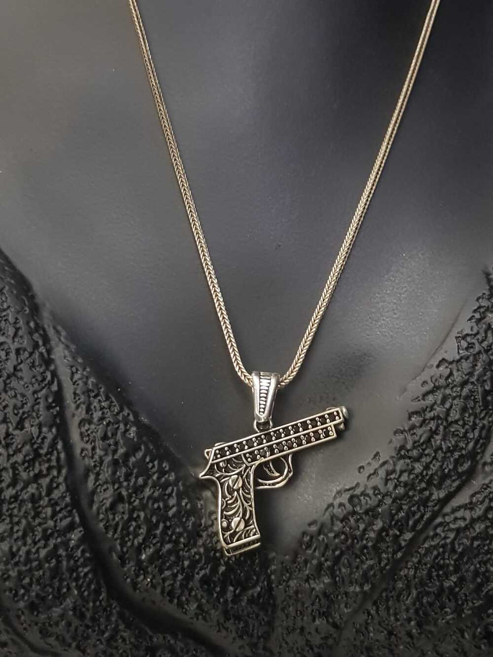Vog Glock Tabanca 14’Lü Model 925 Ayar Gümüş Kolye
