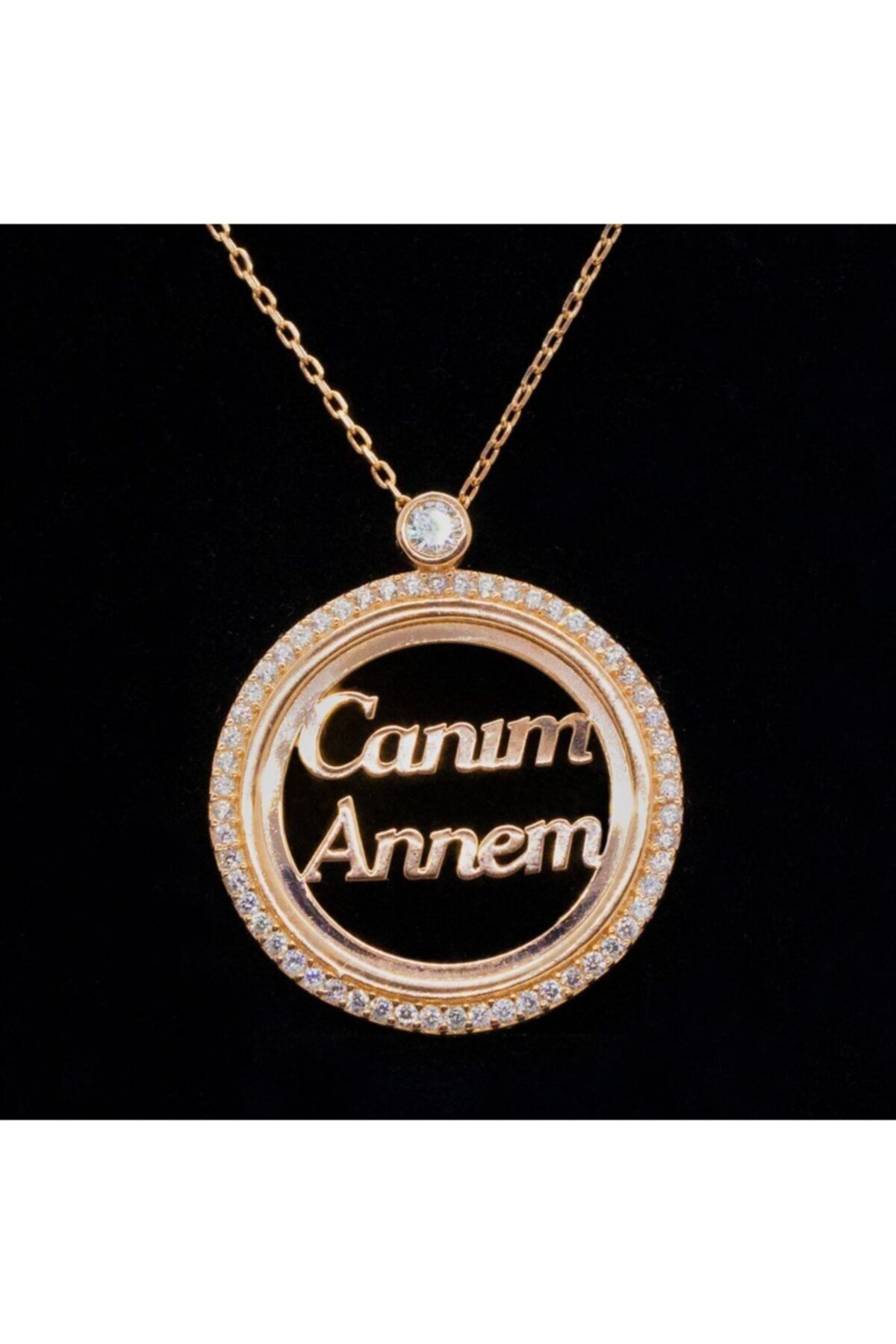 Canım Annem Yazılı Rose Renk 925 Ayar Gümüş Kolye