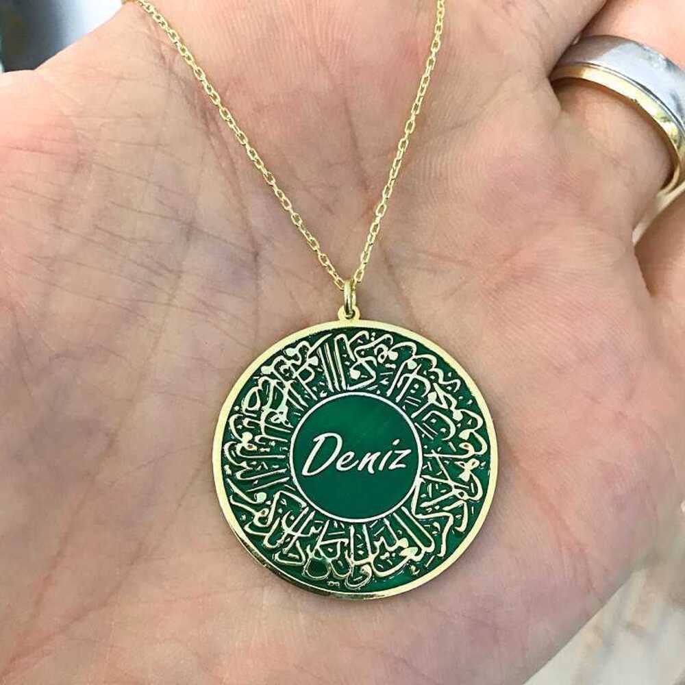 Vog Kişiye Özel Mineli Koruyucu Nazar Ayeti Sevgiliye,Anneye,Eşe 925 Ayar Gümüş Hediye Kolye
