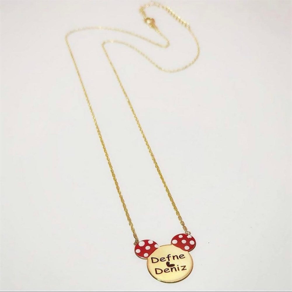 Vog Kırmızı Kulaklı Mickey 925 Ayar Gümüş Sevgiliye,Arkadaşa Hediye Kolye