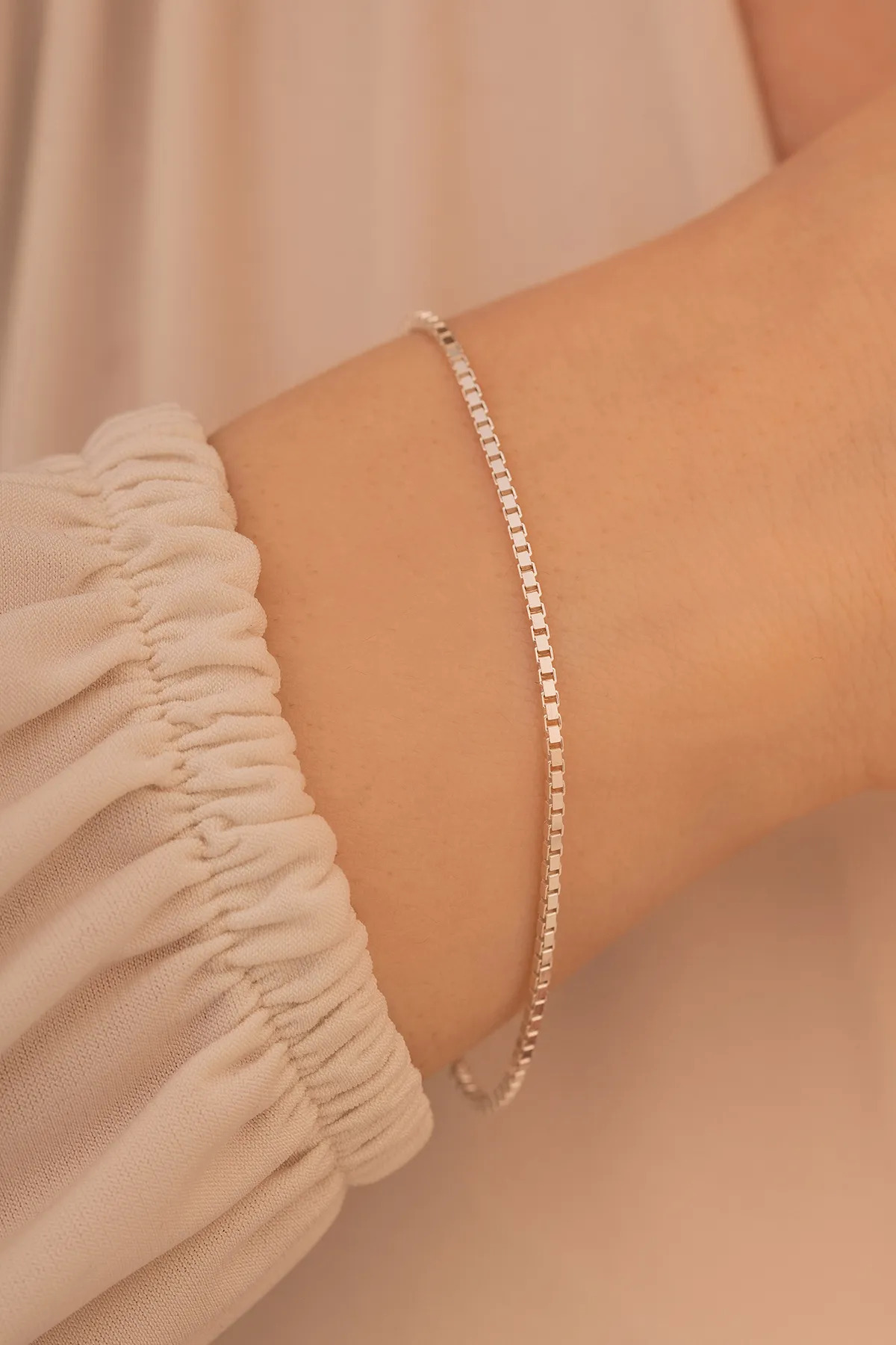 1.5 mm Küp Zincir Gümüş Bileklik • Işıklı Kutuda Sevgiliye • Eşe • Babaya • Künye