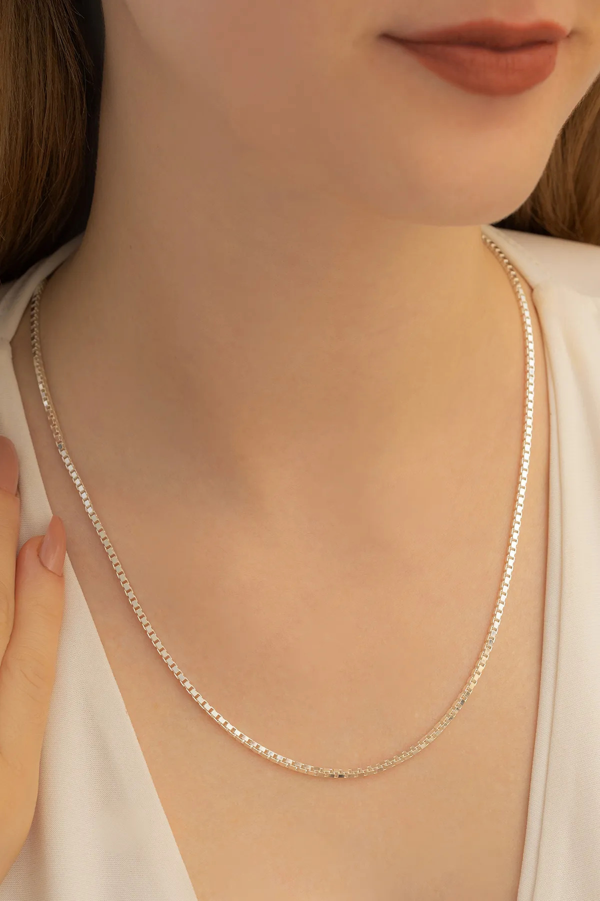 1.5 mm Küp Zincir Gümüş • Işıklı Kutuda Sevgiliye • Eşe • Babaya • Kolye