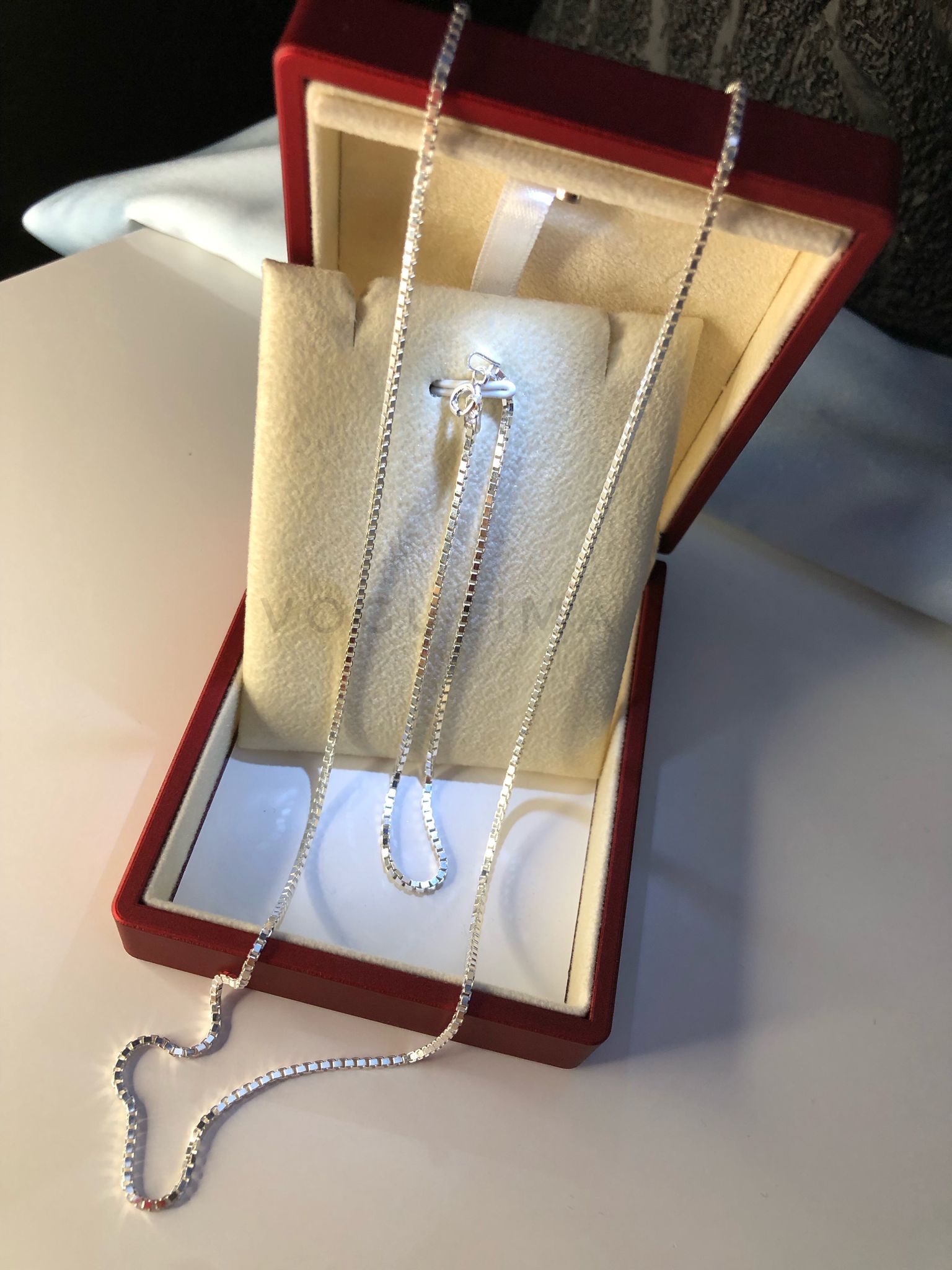 1.5 mm Küp Zincir Bileklik Set Gümüş • Işıklı Kutuda Sevgiliye • Eşe • Babaya • Kolye Bileklik