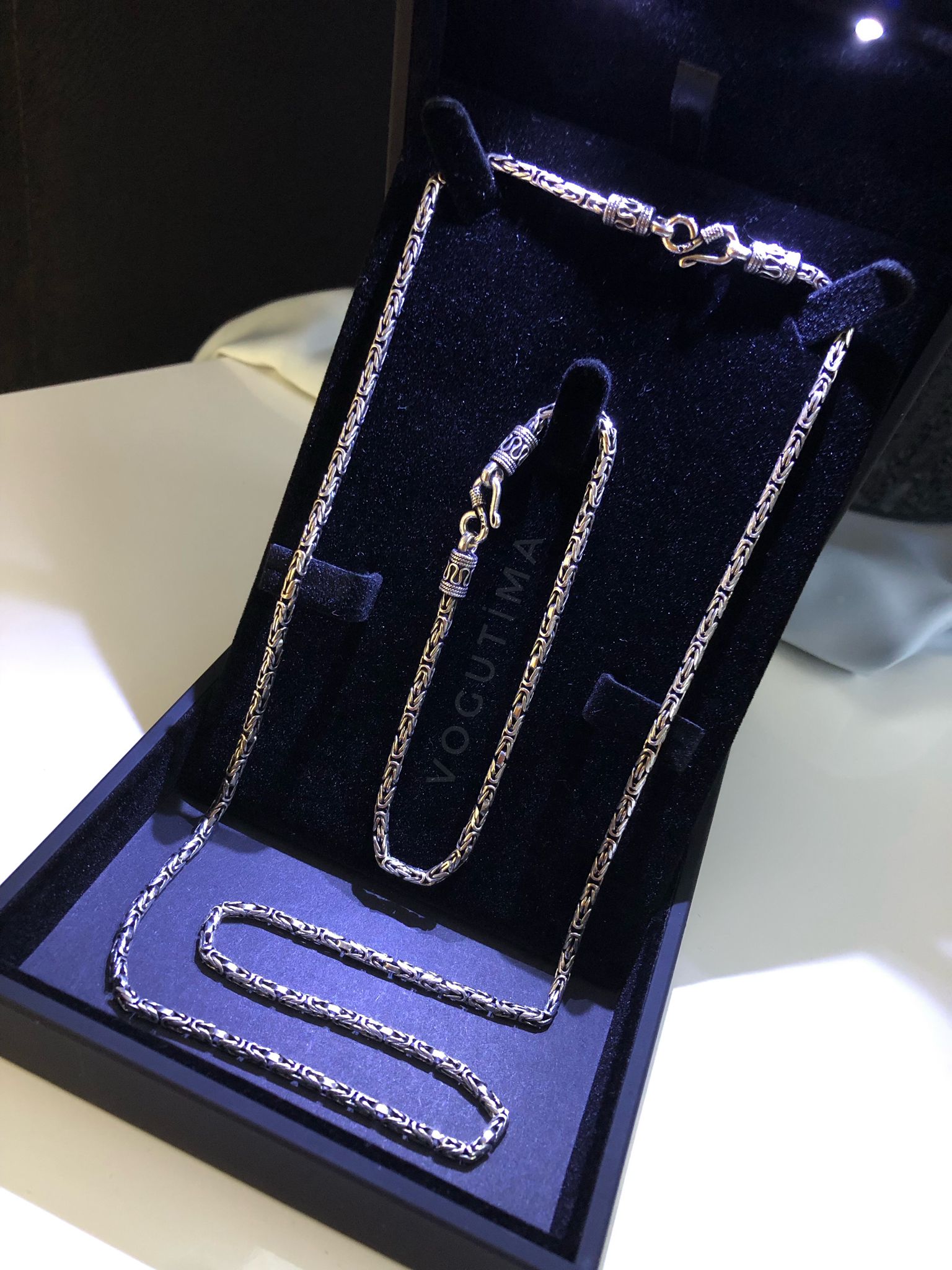 2.8mm Kancalı Kral 925 Gümüş Set • Işıklı Kutuda Sevgiliye • Eşe • Babaya Kolye Bileklik