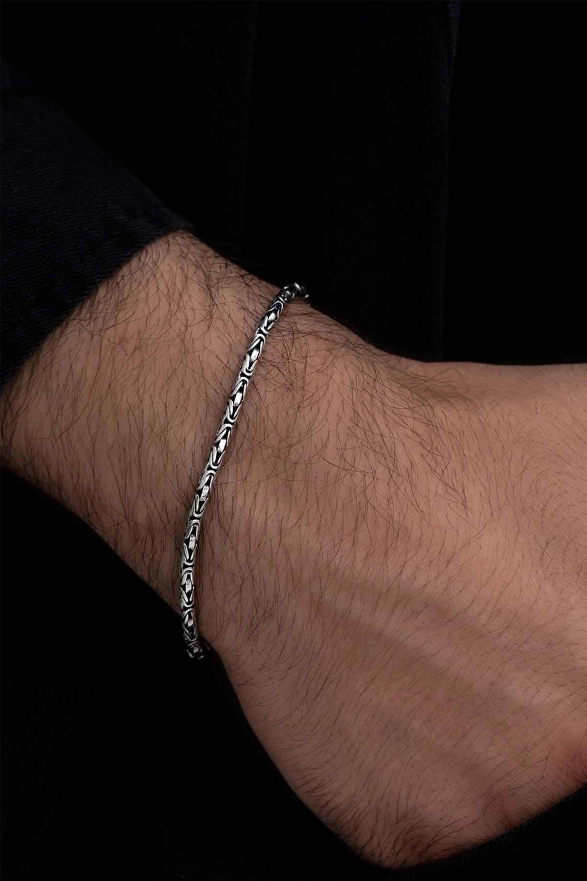 2.8mm Yuvarlak Kral 925 Ayar Gümüş Bileklik 