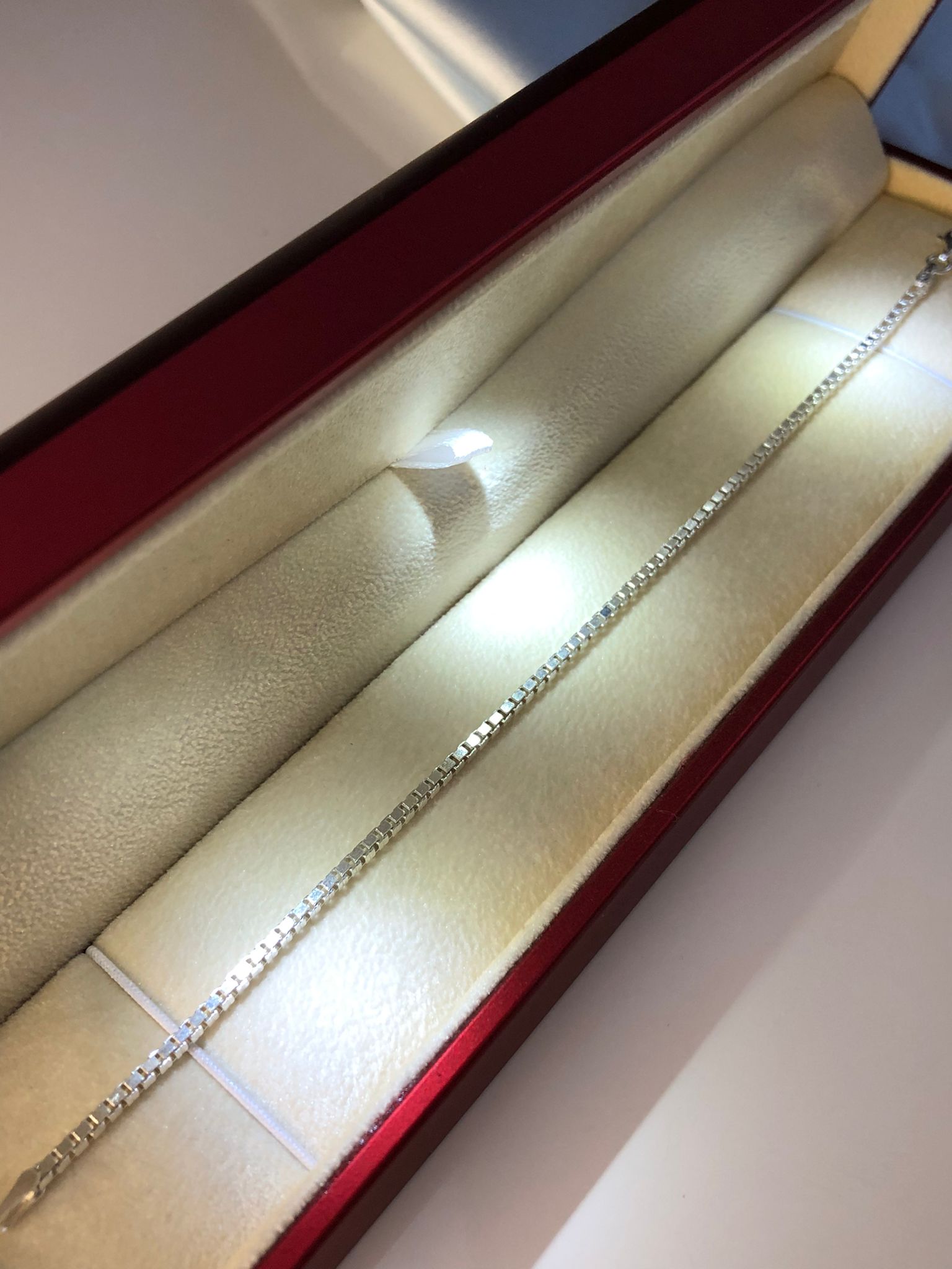 2mm Küp Zincir Model 925 Gümüş Erkek Bileklik Işıklı Kutuda Sevgiliye • Eşe • Babaya Künye