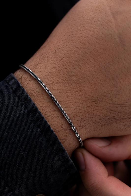 2mm Oksitli Model Tilki Kuyruğu 925 Gümüş Işıklı Kutuda Sevgiliye • Eşe • Babaya Hediye Bileklik