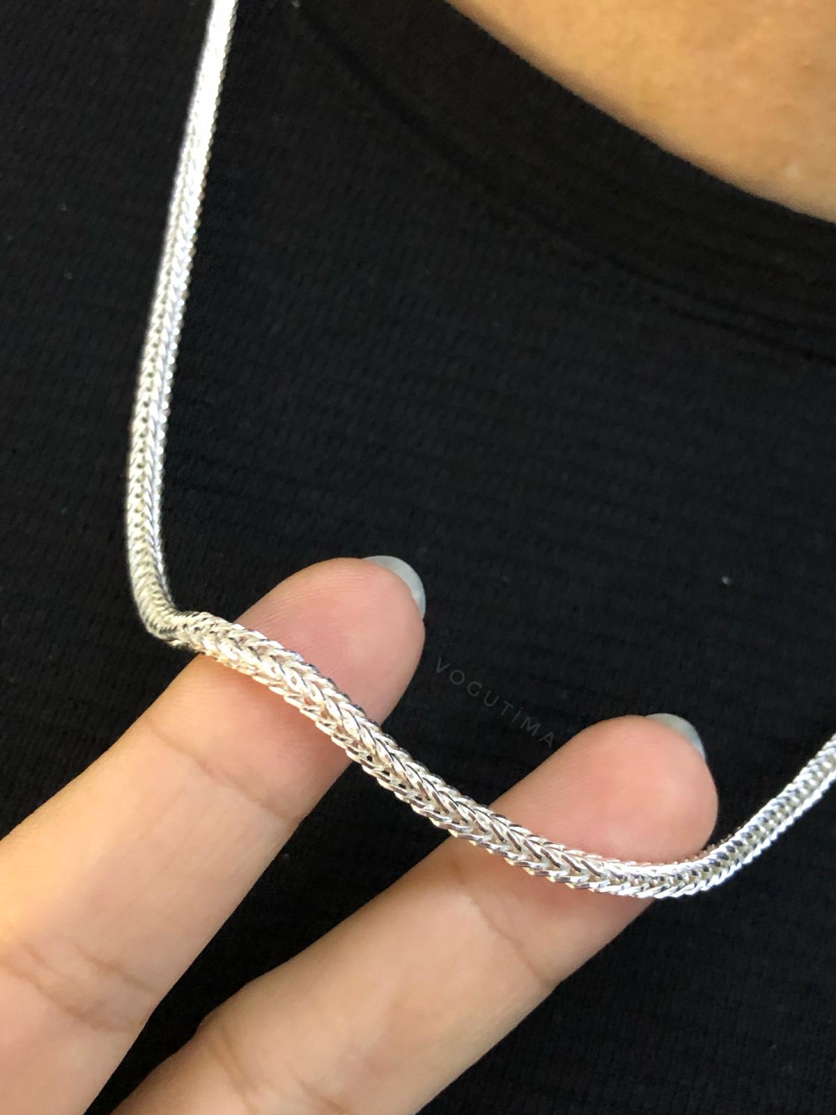 3Mm Gümüş Beyaz Parlak Tilki Kuyruğu Zincir • Işıklı Kutuda Sevgiliye • Eşe • Babaya • Erkek Kolye