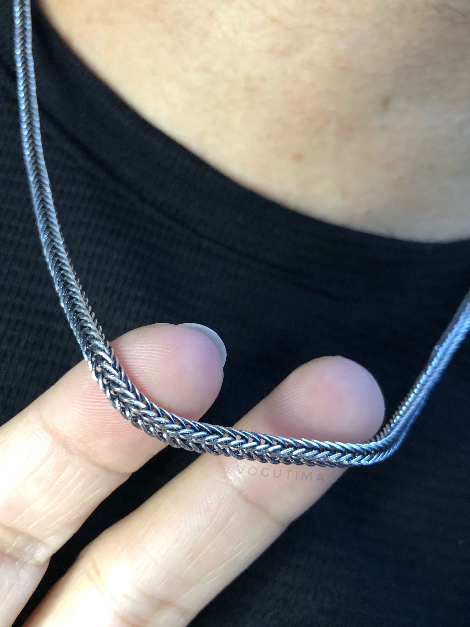3mm Tilki Kuyruğu Oksitli 925 Gümüş • Işıklı Kutuda Sevgiliye • Eşe Erkek Kolye