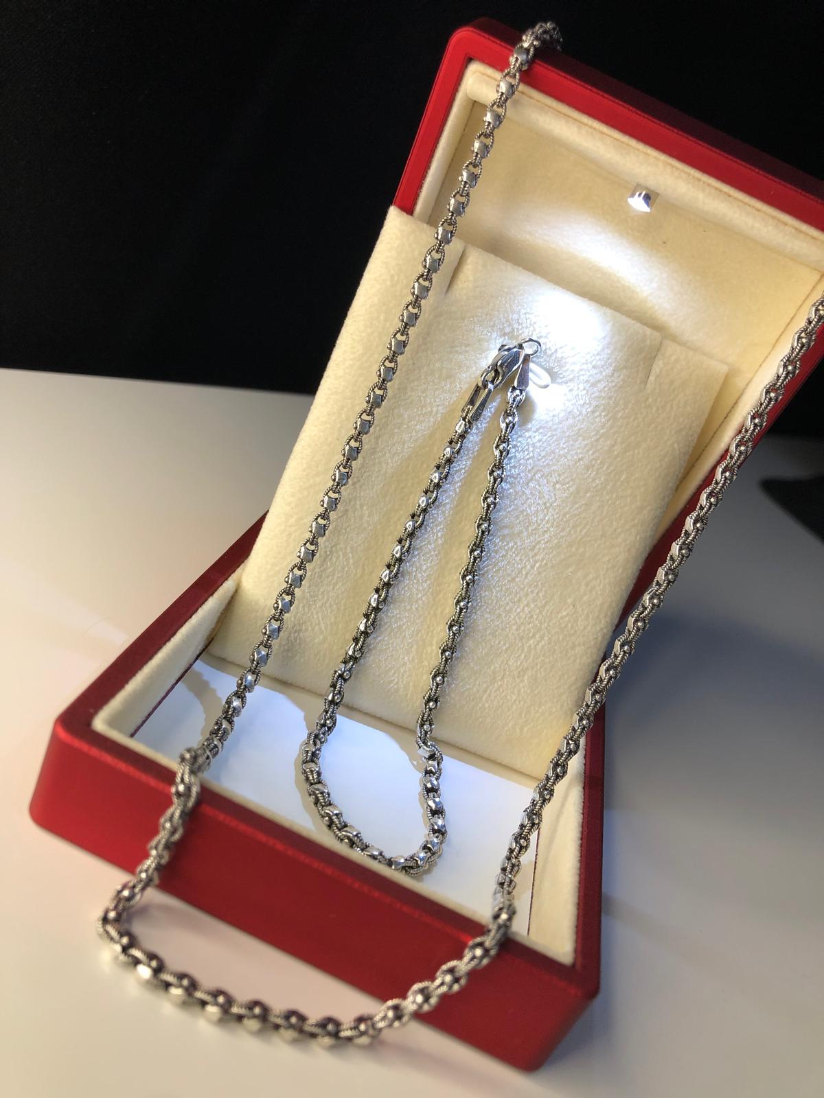3mm Pullu Arnavut Zinciri Gümüş Kolye Bileklik Set • Işıklı Kutuda • Sevgiliye • Eşe • Babaya Takım
