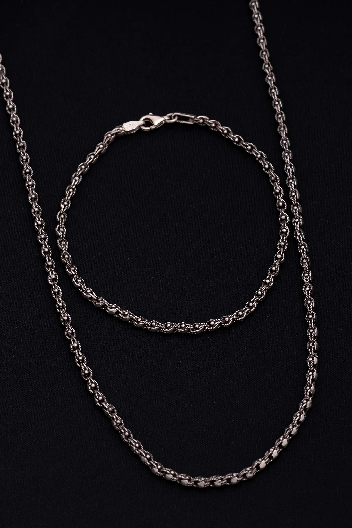 3mm Pullu Arnavut Zinciri Gümüş Kolye Bileklik Set • Işıklı Kutuda • Sevgiliye • Eşe • Babaya Takım