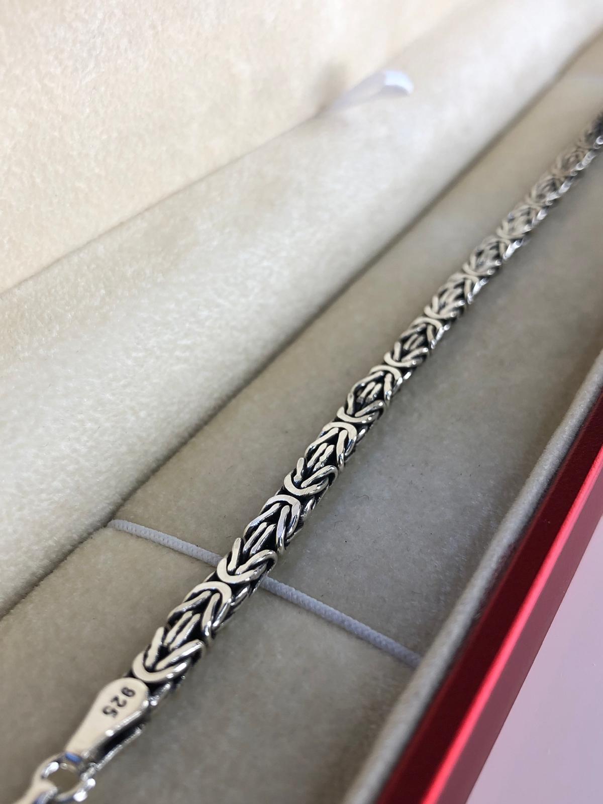 4.5 mm Dikdörtgen Yassı Kral Erkek Gümüş Bileklik Işıklı Kutuda • Sevgiliye • Eşe  • Babaya Hediye Bileklik