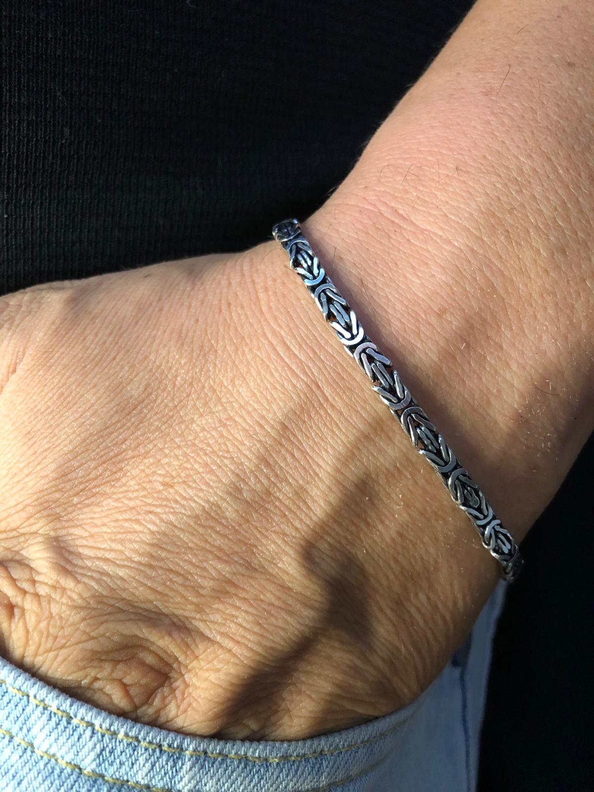 4.5 mm Dikdörtgen Yassı Kral Erkek Gümüş Bileklik Işıklı Kutuda • Sevgiliye • Eşe  • Babaya Hediye Bileklik