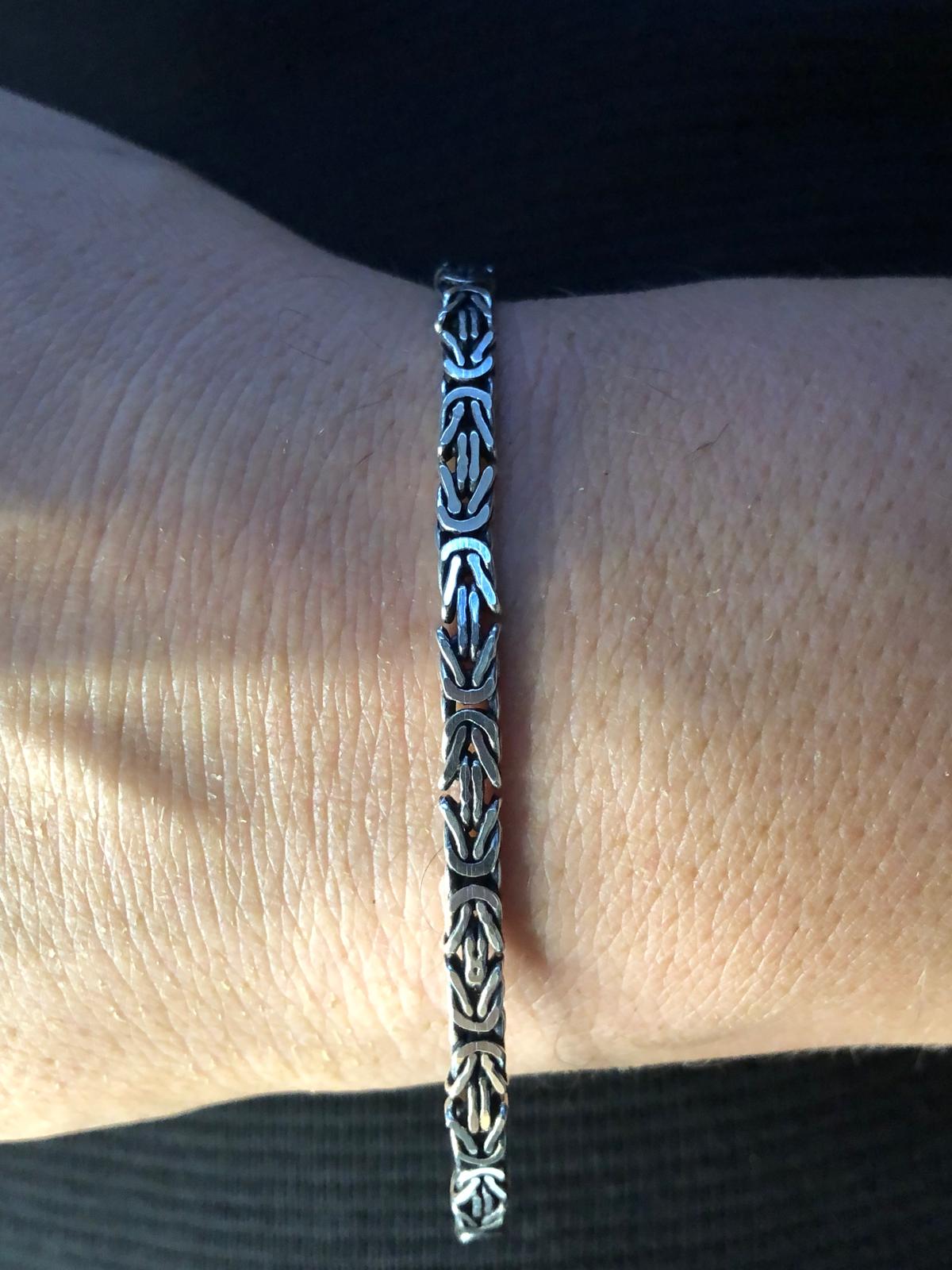 4.5 mm Dikdörtgen Yassı Kral Erkek Gümüş Bileklik Işıklı Kutuda • Sevgiliye • Eşe  • Babaya Hediye Bileklik