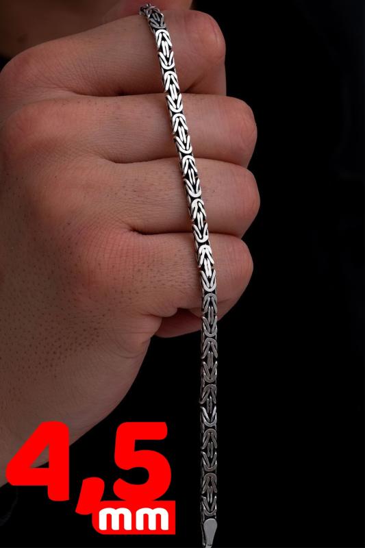4.5 mm Dikdörtgen Yassı Kral Erkek Gümüş Bileklik Işıklı Kutuda • Sevgiliye • Eşe  • Babaya Hediye Bileklik