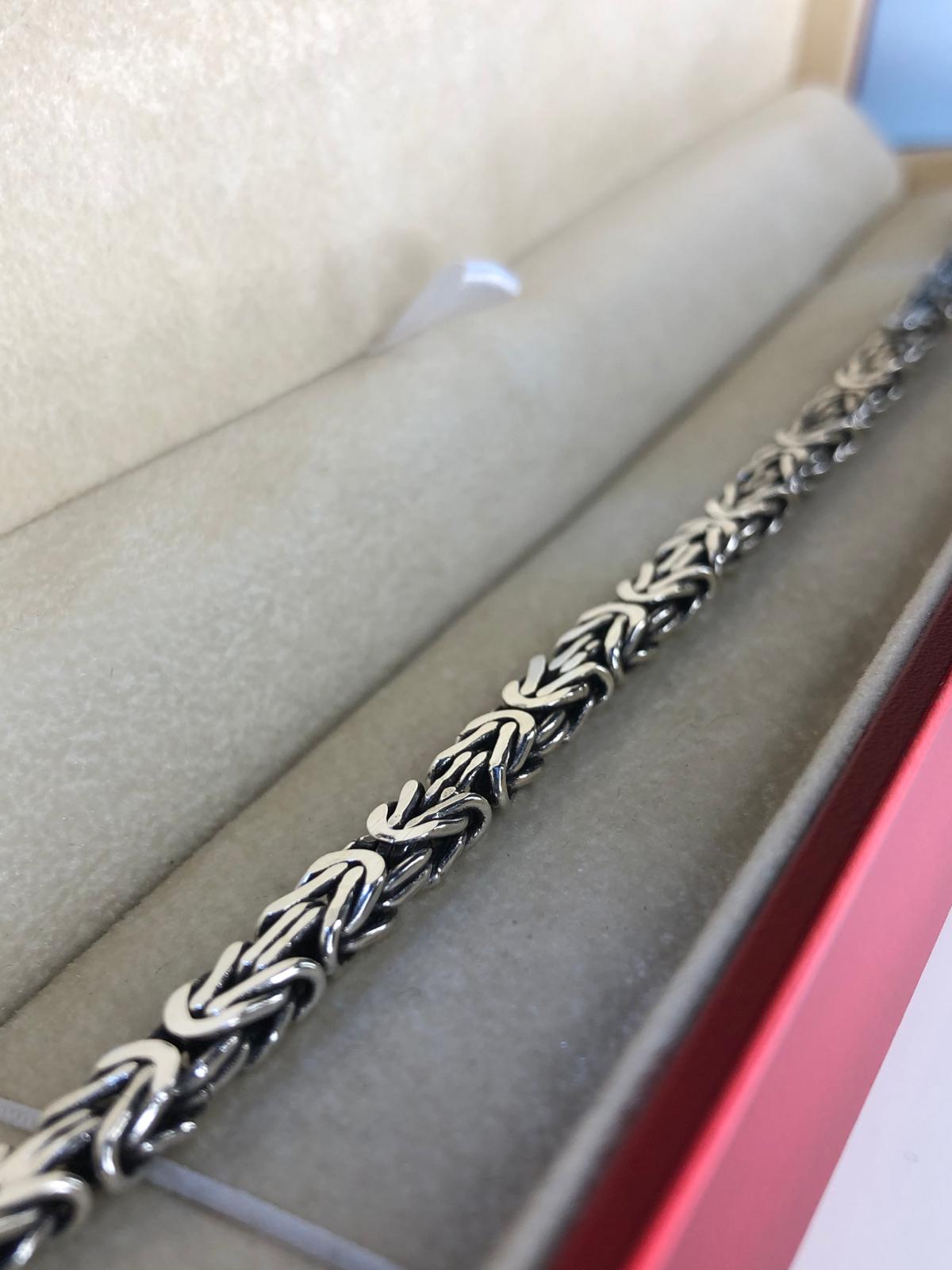 5.5 mm Dikdörtgen Yassı Kral Erkek Gümüş Bileklik Işıklı Kutuda • Sevgiliye • Eşe  • Babaya Hediye Bileklik