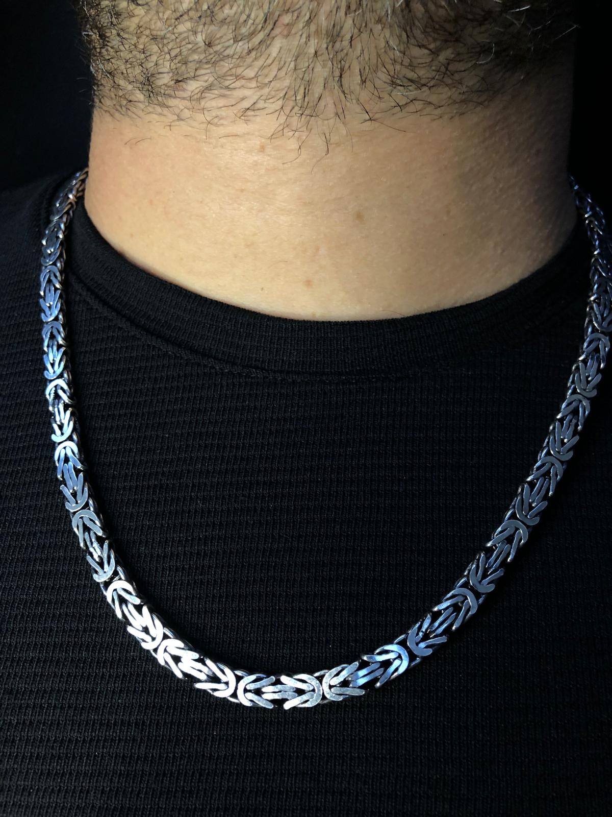 6.5mm Kare Kesim Yassı Kral Gümüş Kolye • Işıklı Kutuda • Sevgiliye • Eşe • Babaya Kolye