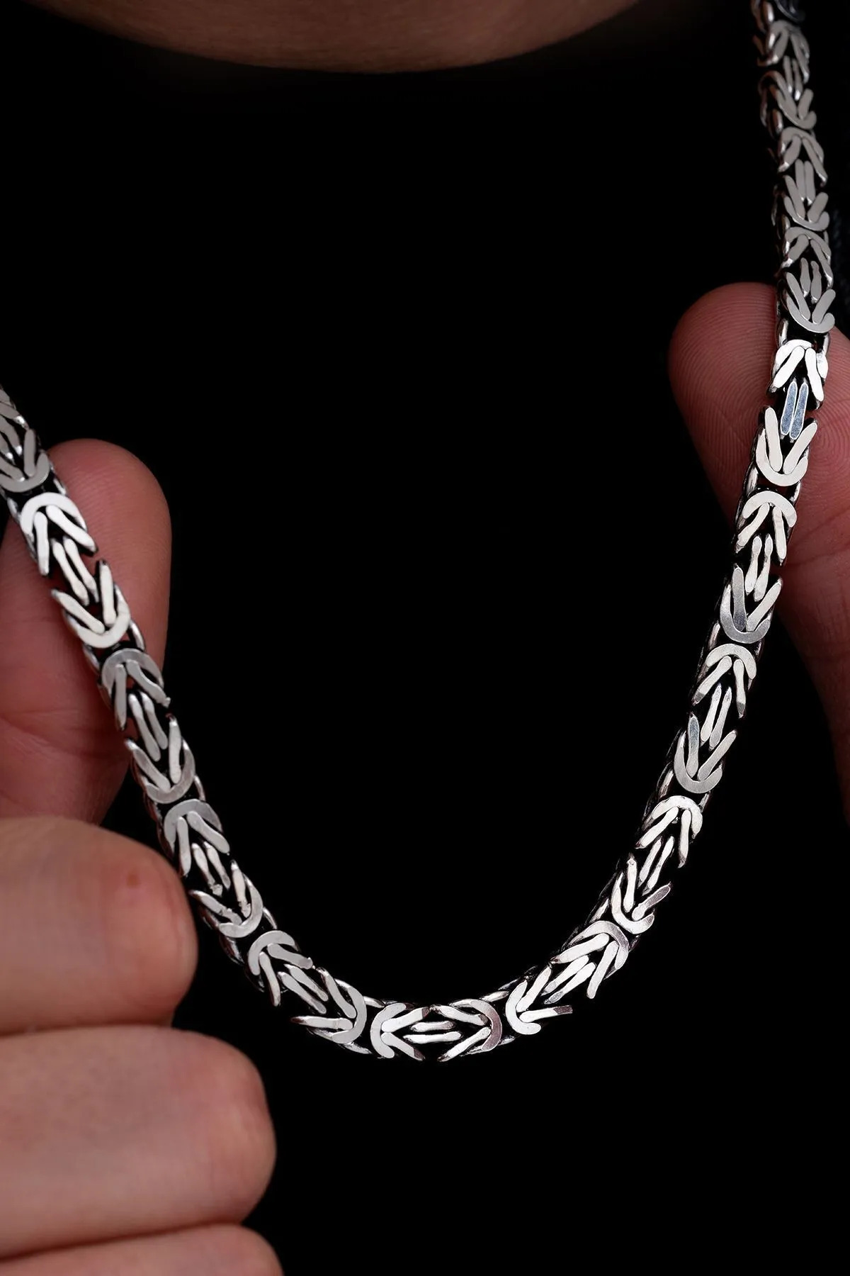 6.5mm Kare Kesim Yassı Kral Gümüş Kolye • Işıklı Kutuda • Sevgiliye • Eşe • Babaya Kolye