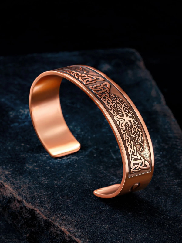 Viking Hayat Ağacı Tribal Model Bakır Bilezik  • Sevgiliye • Eşe • Babaya Hediye Bileklik