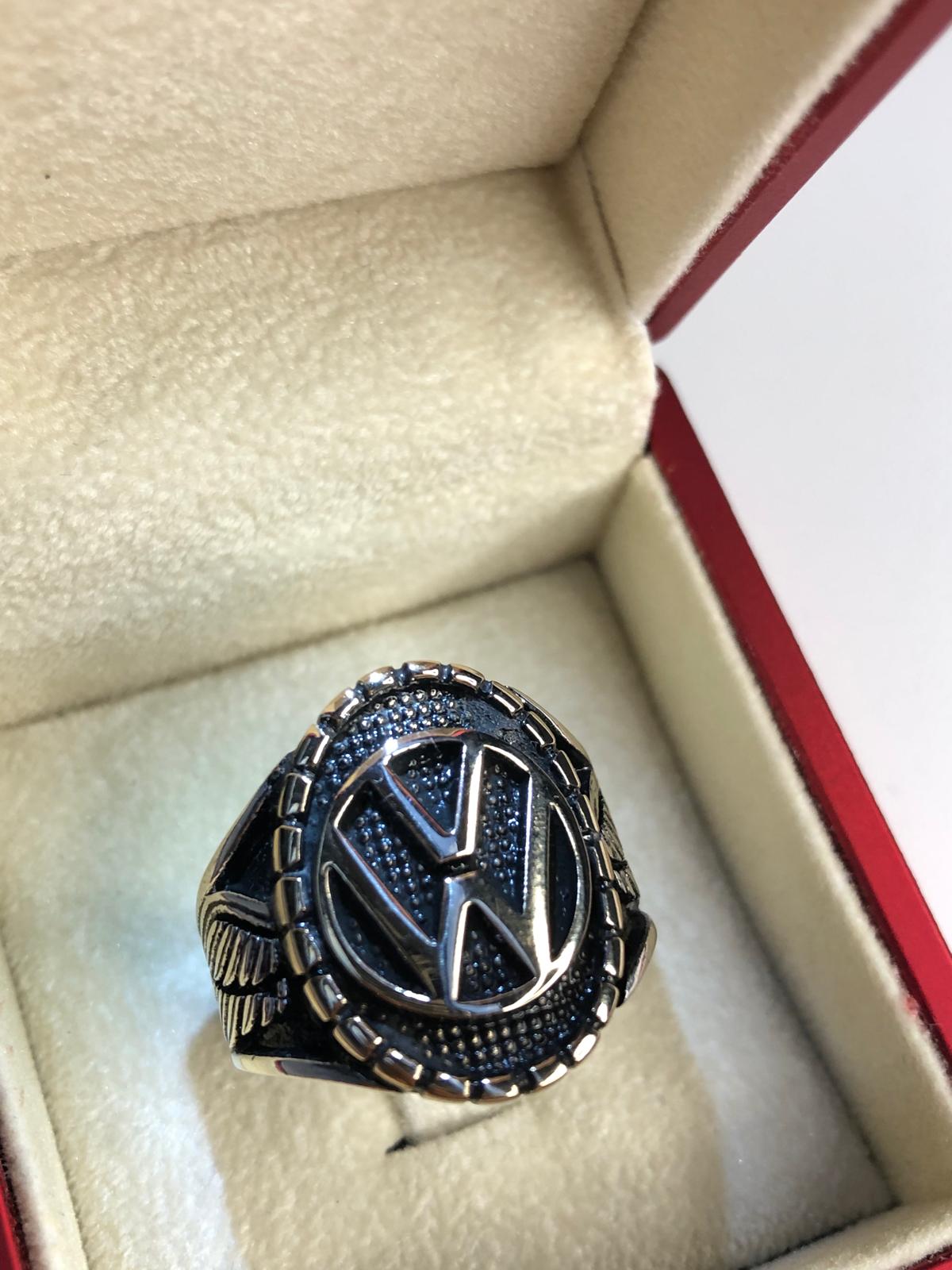 Erkek Gümüş Yüzük - Volkswagen Amblemli Logolu •Işıklı Kutuda • Sevgiliye • Eşe • Babaya Yüzük