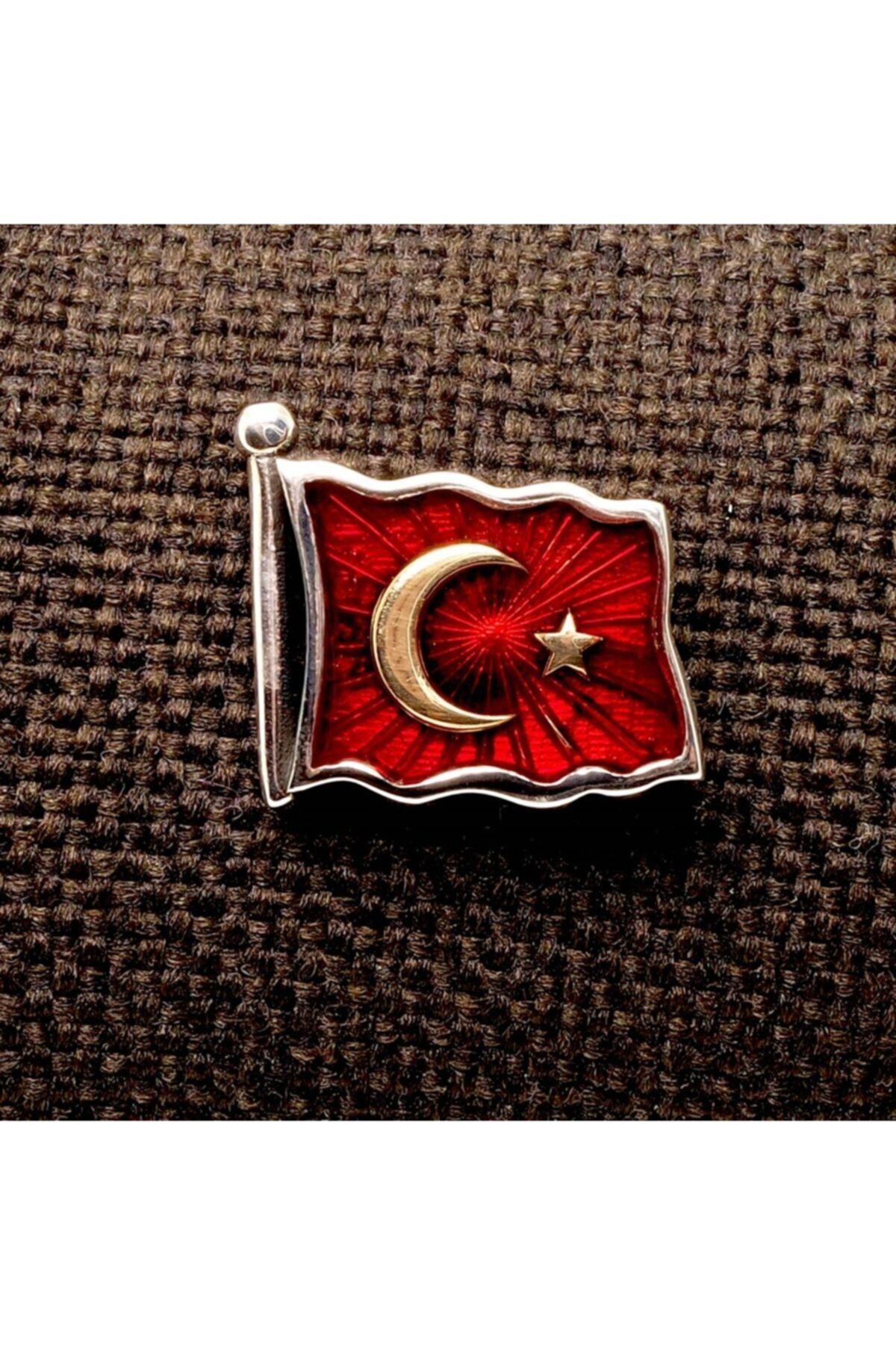 Vog Özel Seri Ay Yıldız Bayrak 925 Ayar Gümüş Sevgiliye,Anneye,Babaya,Arkadaşa Hediye Rozet