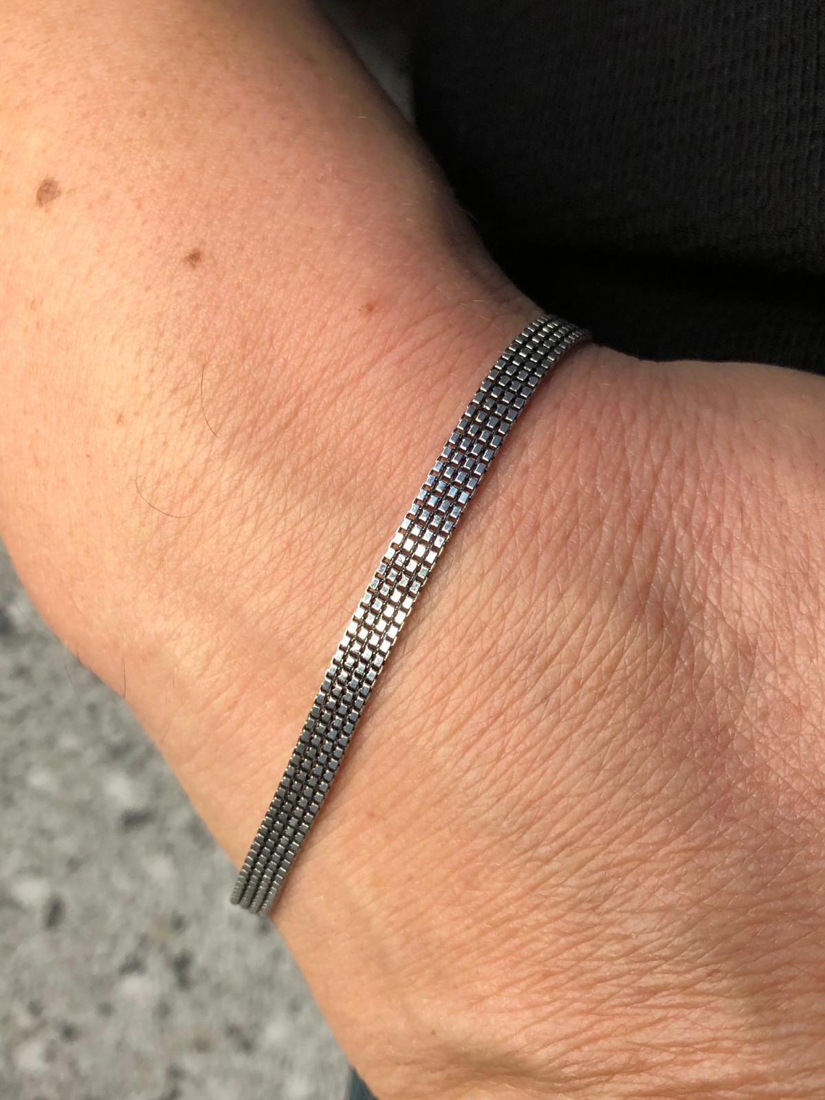 Erkek Gümüş Bileklik - 4mm Old Money Hasır Erkek Bileklik Made in İtaly Luxury Silver• Işıklı Kutuda