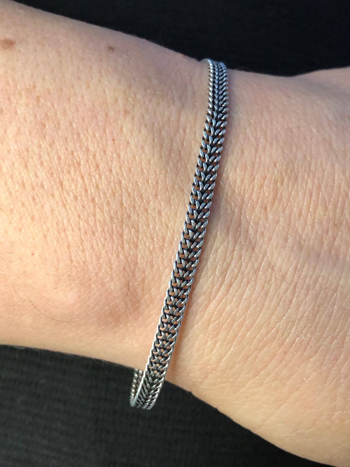 Erkek Gümüş Bileklik - 4mm Ezme Tilki Old Money İtaly Luxury Erkek Bileklik • Işıklı Kutuda