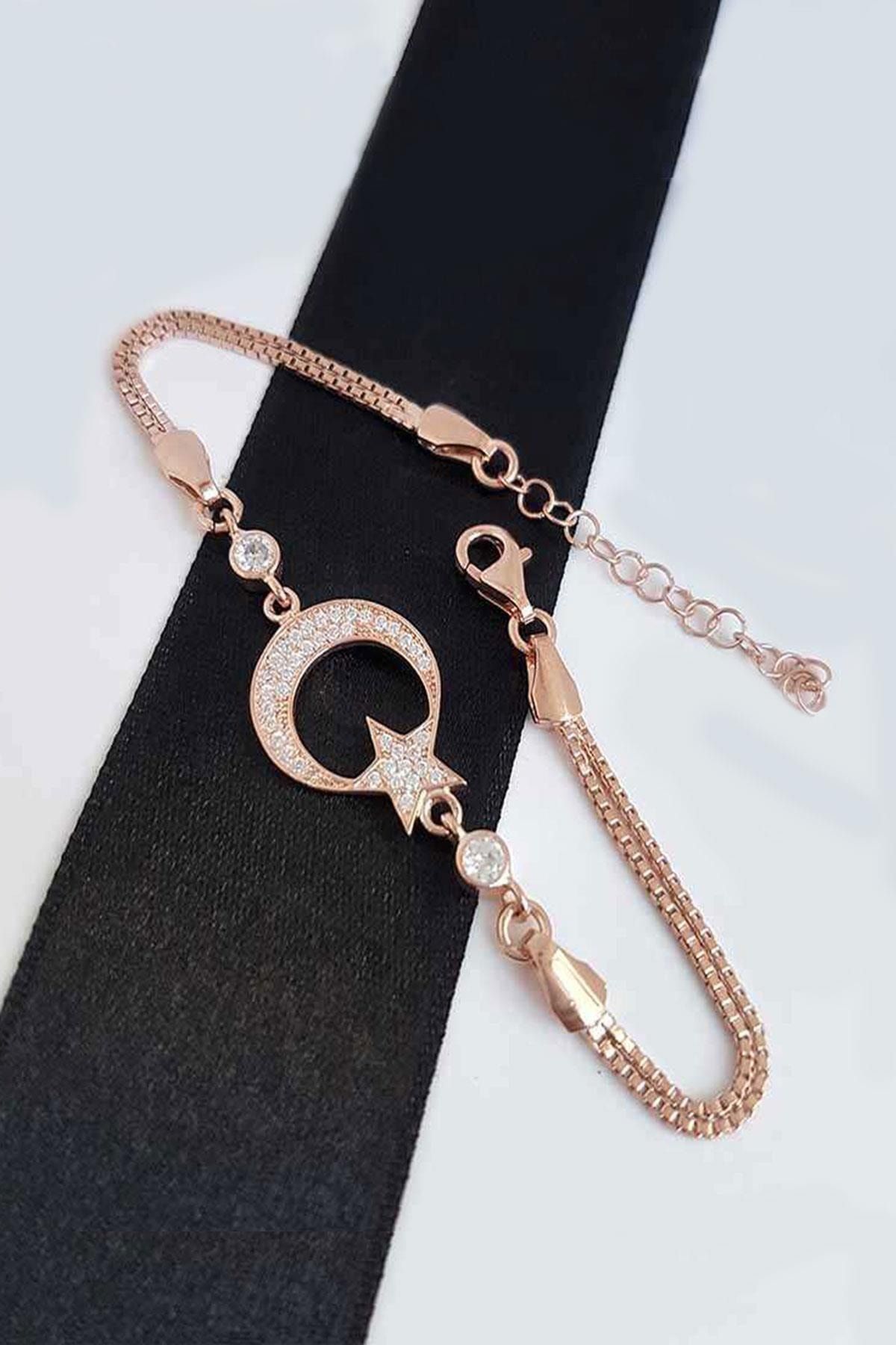 Ay Yıldız Kadın Bileklik • 925 Ayar Gümüş  Sevgiliye  • Eşe • Anneye • Arkadaşa Hediye Bileklik