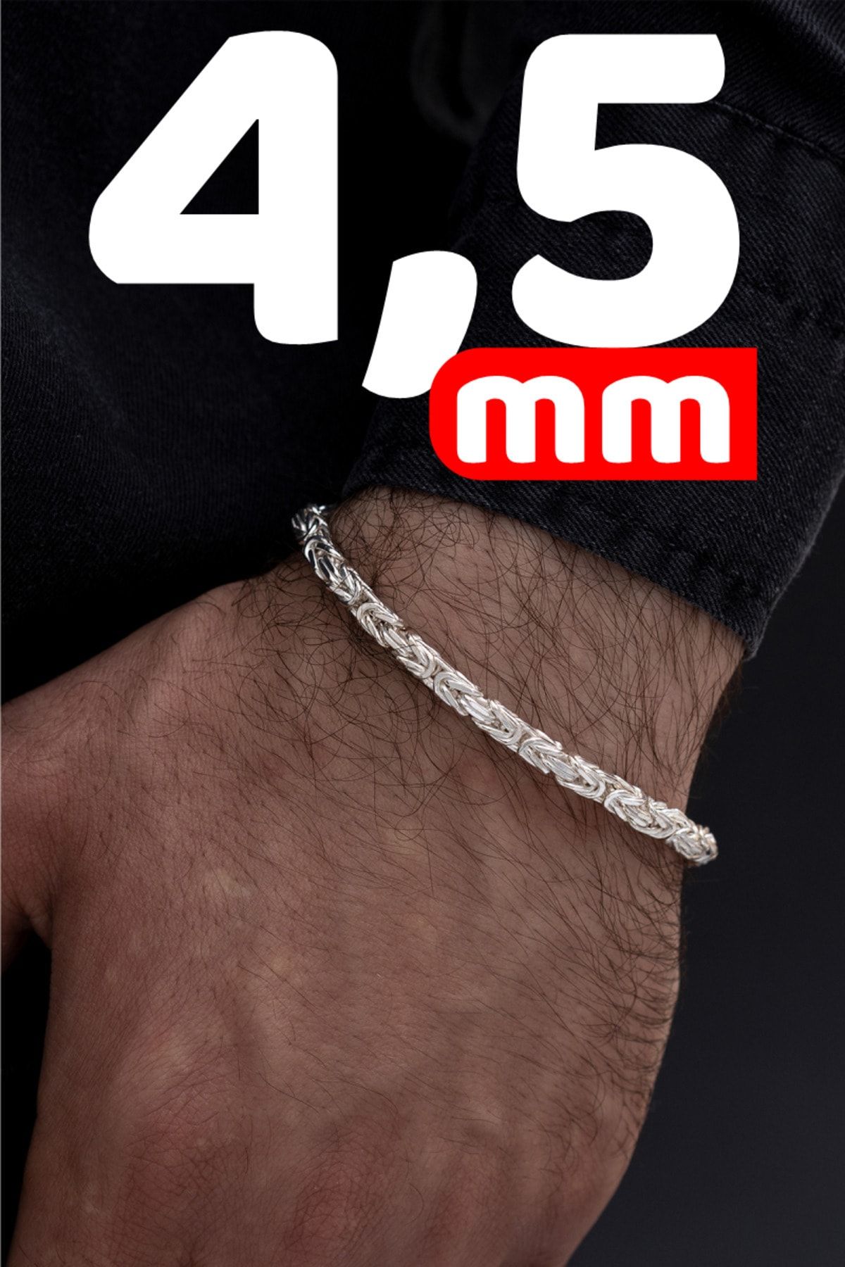 Vog Parlak Kral 4.5 Mm 20 Cm 925 Ayar Gümüş Sevgiliye, Babaya,Eşe,Arkadaşa Hediye Bileklik