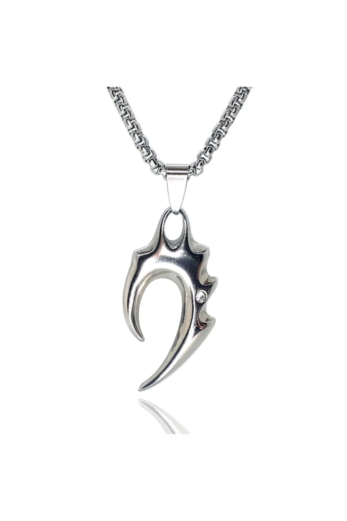 Vog Rhinestone Tribal Alev Unisex Çelik Sevgiliye - Eşe - Babaya - Arkadaşa Hediye Kolye