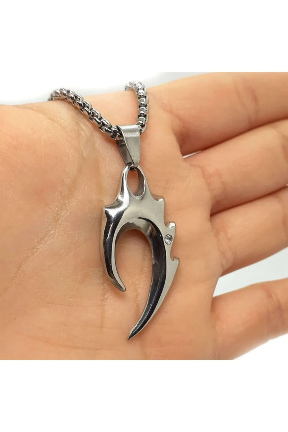 Vog Rhinestone Tribal Alev Unisex Çelik Sevgiliye - Eşe - Babaya - Arkadaşa Hediye Kolye
