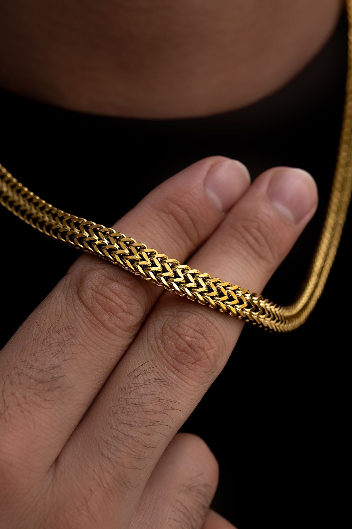 Çift Sıra Örgü Model Altın Kaplama Unisex Çelik - Sevgiliye - Eşe - Babaya - Arkadaşa Çelik Kolye