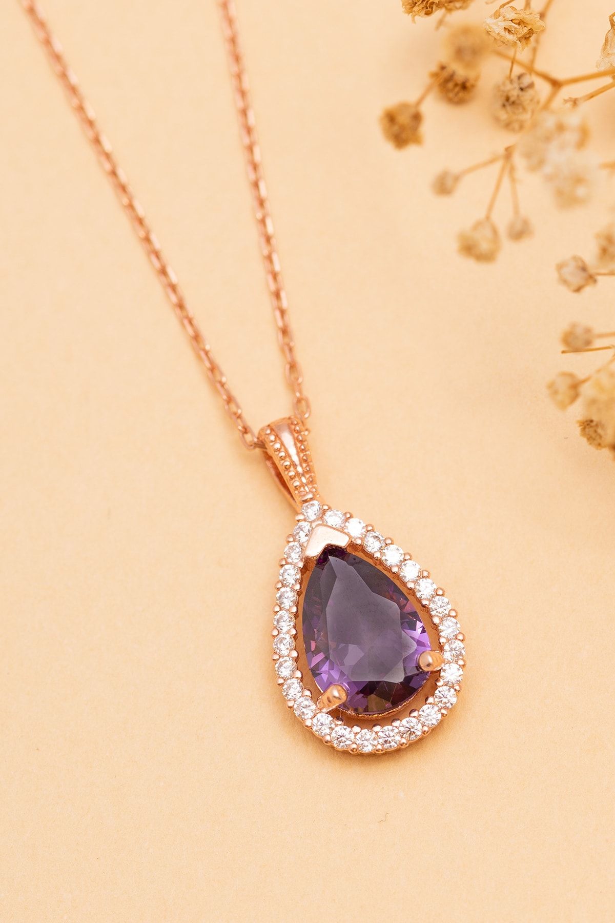 Vog Damla Model Mistik Topaz Taşlı 925 Ayar Gümüş Sevgiliye,Anneye,Eşe,Arkadaşa Hediye Kolye