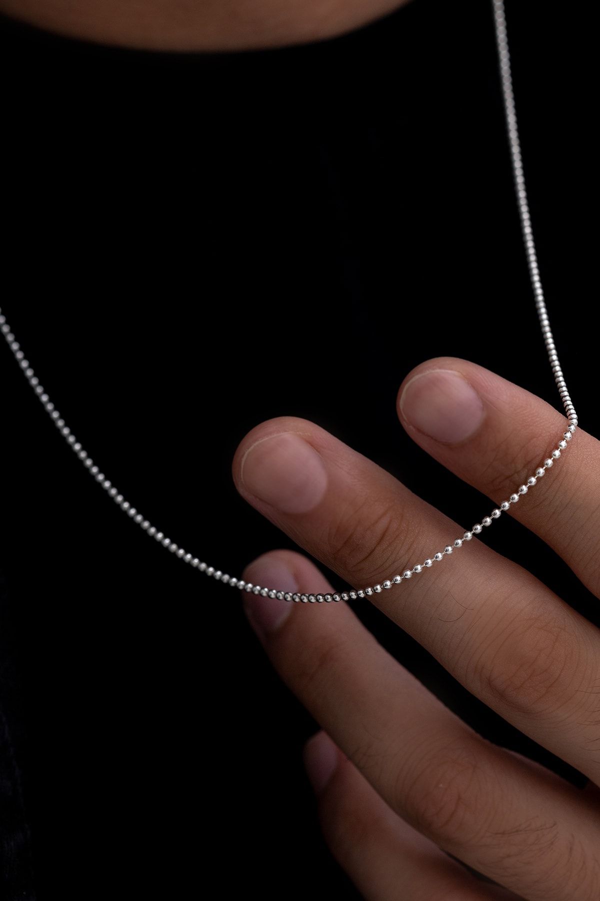 Vog 1,5mm Top Zincir Model 925 Ayar Gümüş Erkek Kadın Kolye Zincir